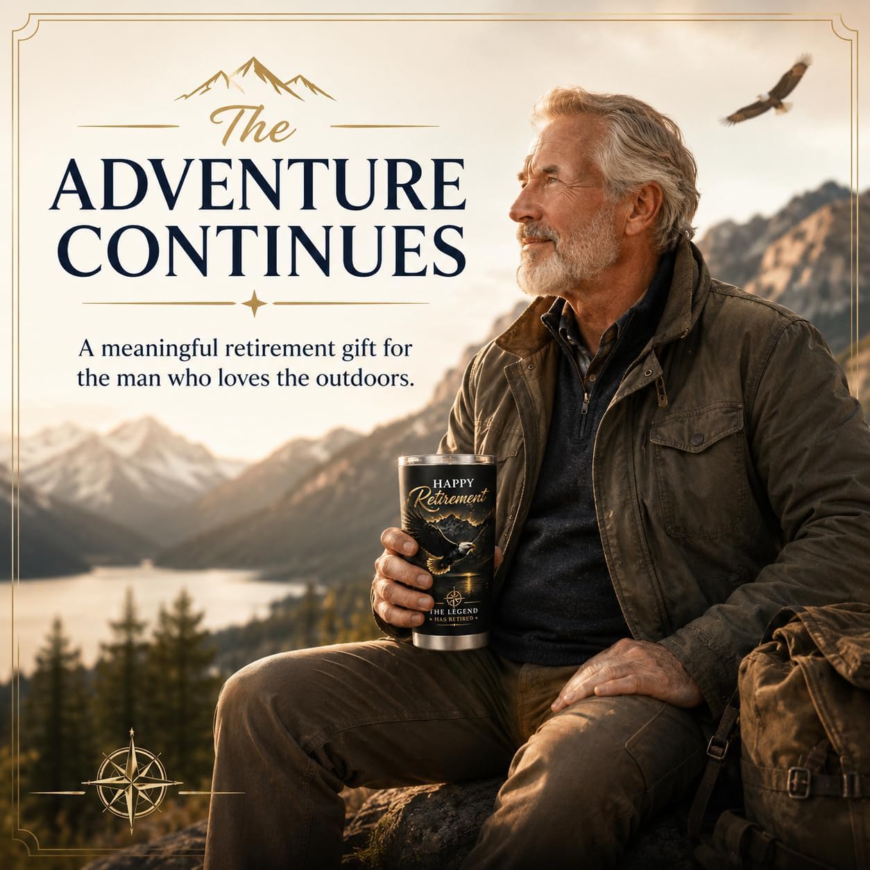 Retirement Gifts for Men, 20 oz Black Gold Tumbler, 1 Tumbler