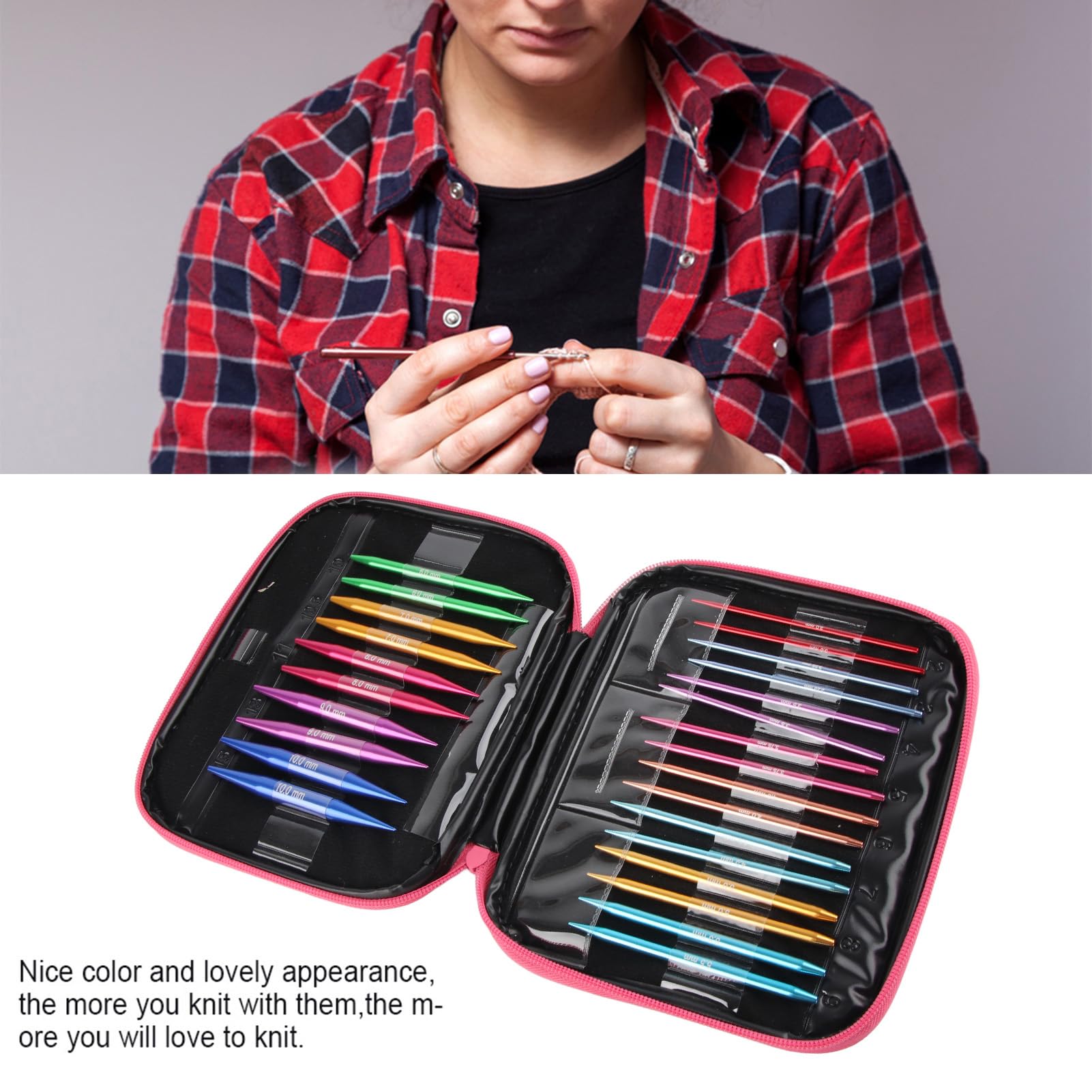 Kit de Tejer Intercambiable, 13 PCS Juego de Agujas Intercambiables Agujas de Tejer Intercambiables Anti óxido para Manualidades de Bricolaje Tejido de Tejer Familiar
