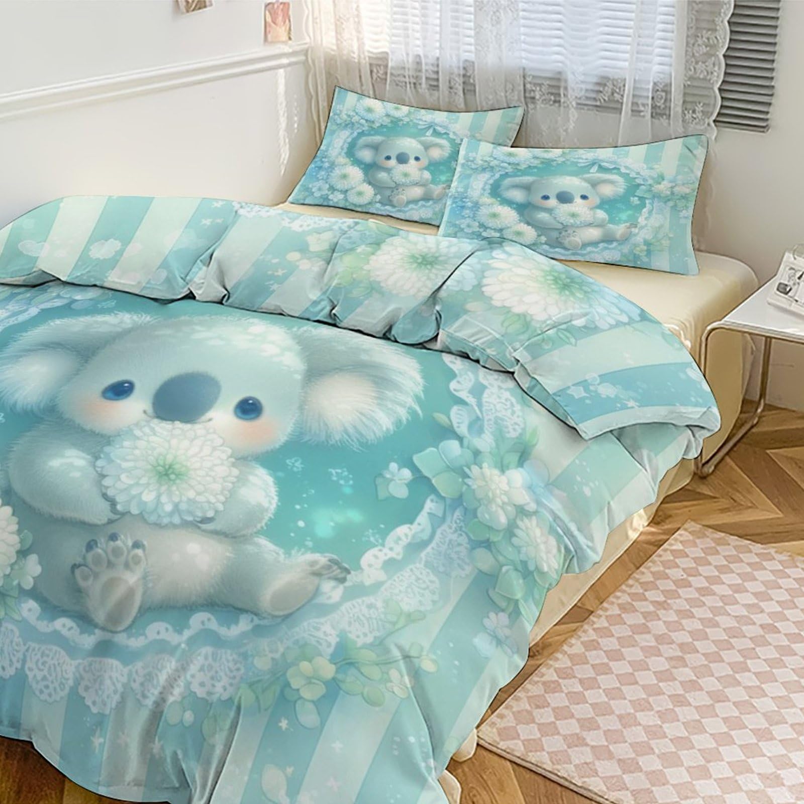 Parure de lit en microfibre haut de gamme Koalass avec housse de couette