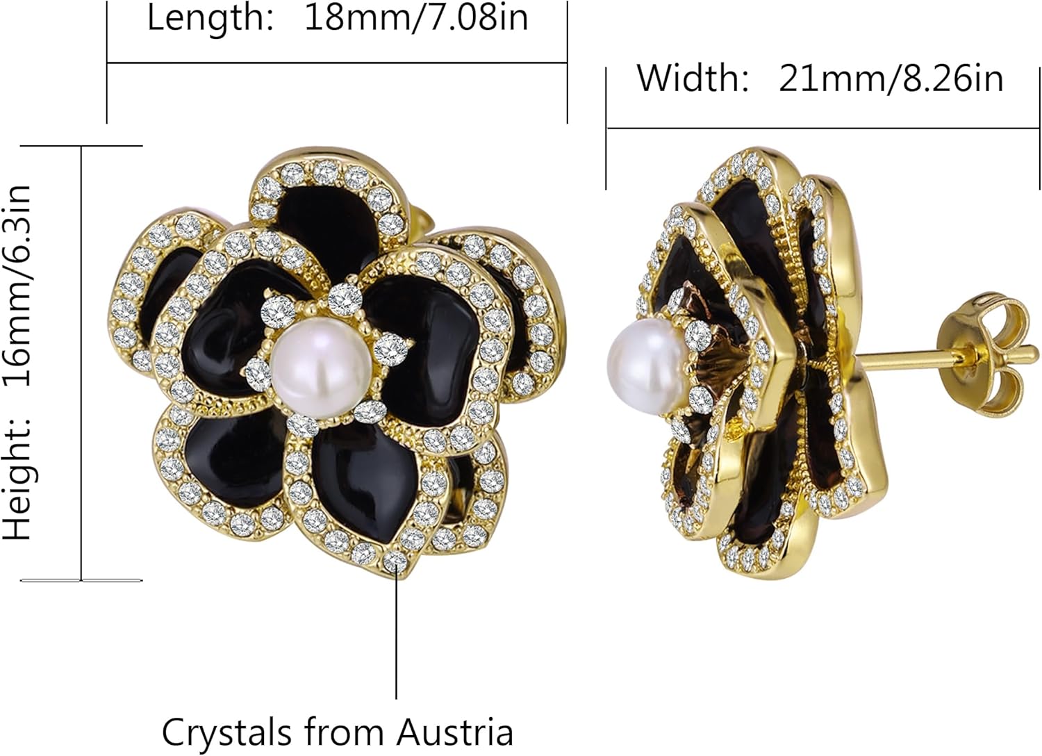 18K Gold Plated Clover Pearl Earrings for Women, Crystal-Acceented Lucky Dangle Studs, Simple Jewelry Gift