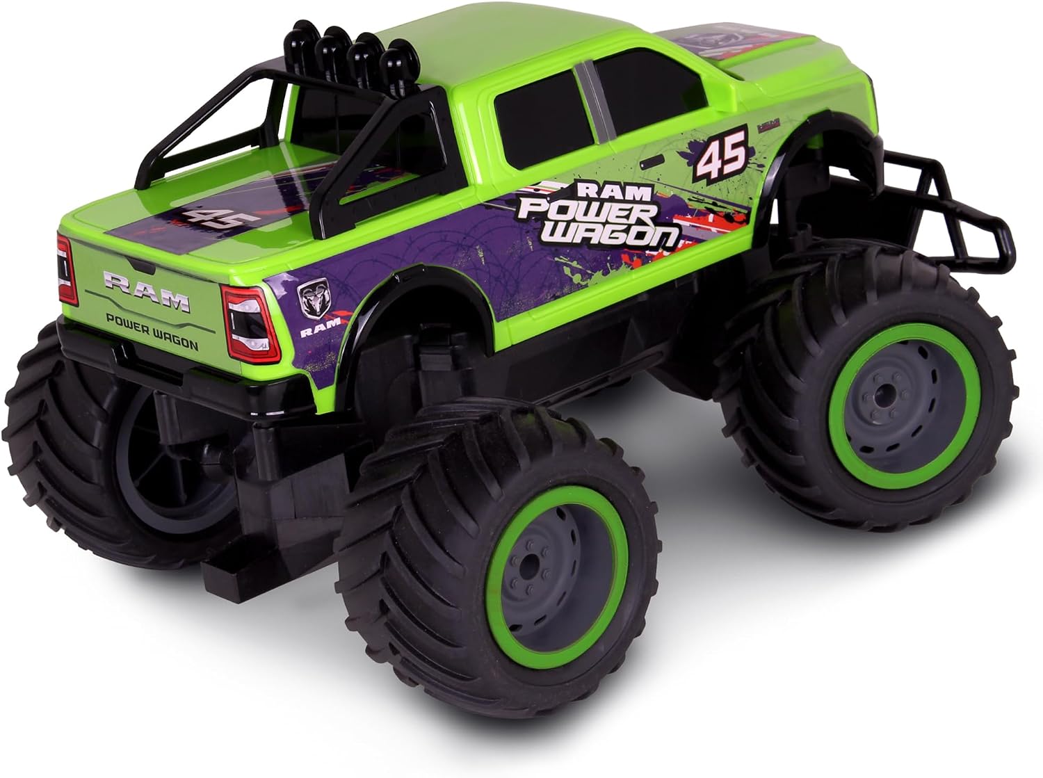 Mean Machines: RTR RC - Ram 2500 Power Wagon - Green - 2.4 Ghz High Performance, Donuts & Wheelies, Turbo Boost, Ready-to-Run Radio Controlled Vehicle