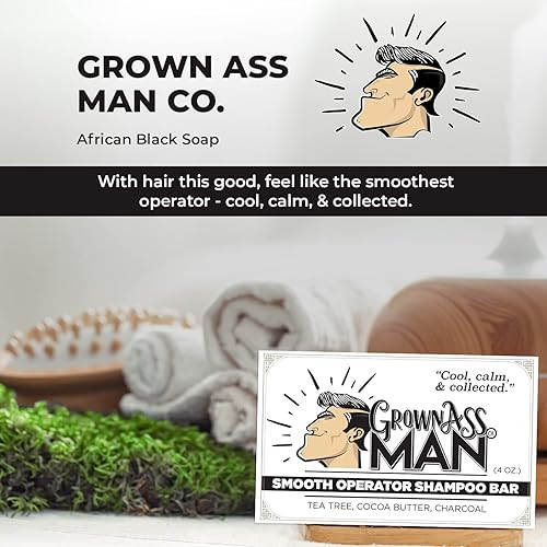 Miniatura 4 de Grown Ass Man Co - Barra de champú sólida 3 en 1 lavado de cabello barba y cuerpo sin plástico y ecológico limpieza natural y orgánica para todo