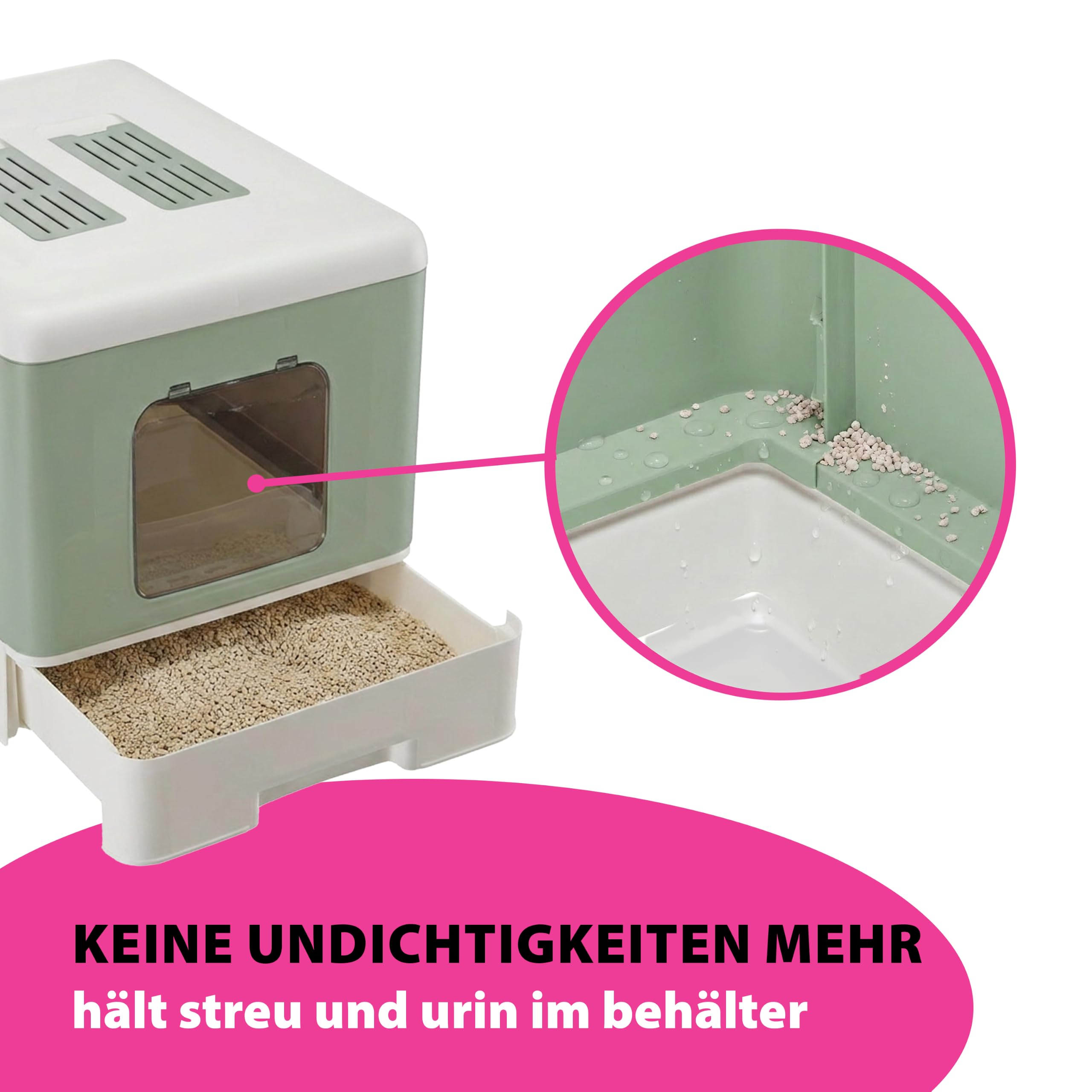 Ferplast Katzentoilette geruchshemmend, sauber & leicht zu reinigen, Grün | 2 Aktivkohlefilter gegen Gerüche, Streu-Auffanggitter, Schaufel und Reinigungsbürste inklusive
