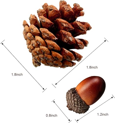 Miniatura 3 de Pangda 120 piezas de bellotas artificiales de Acción de Gracias y piñas de pino, adornos de piñas decorativas falsas de Navidad, simulación