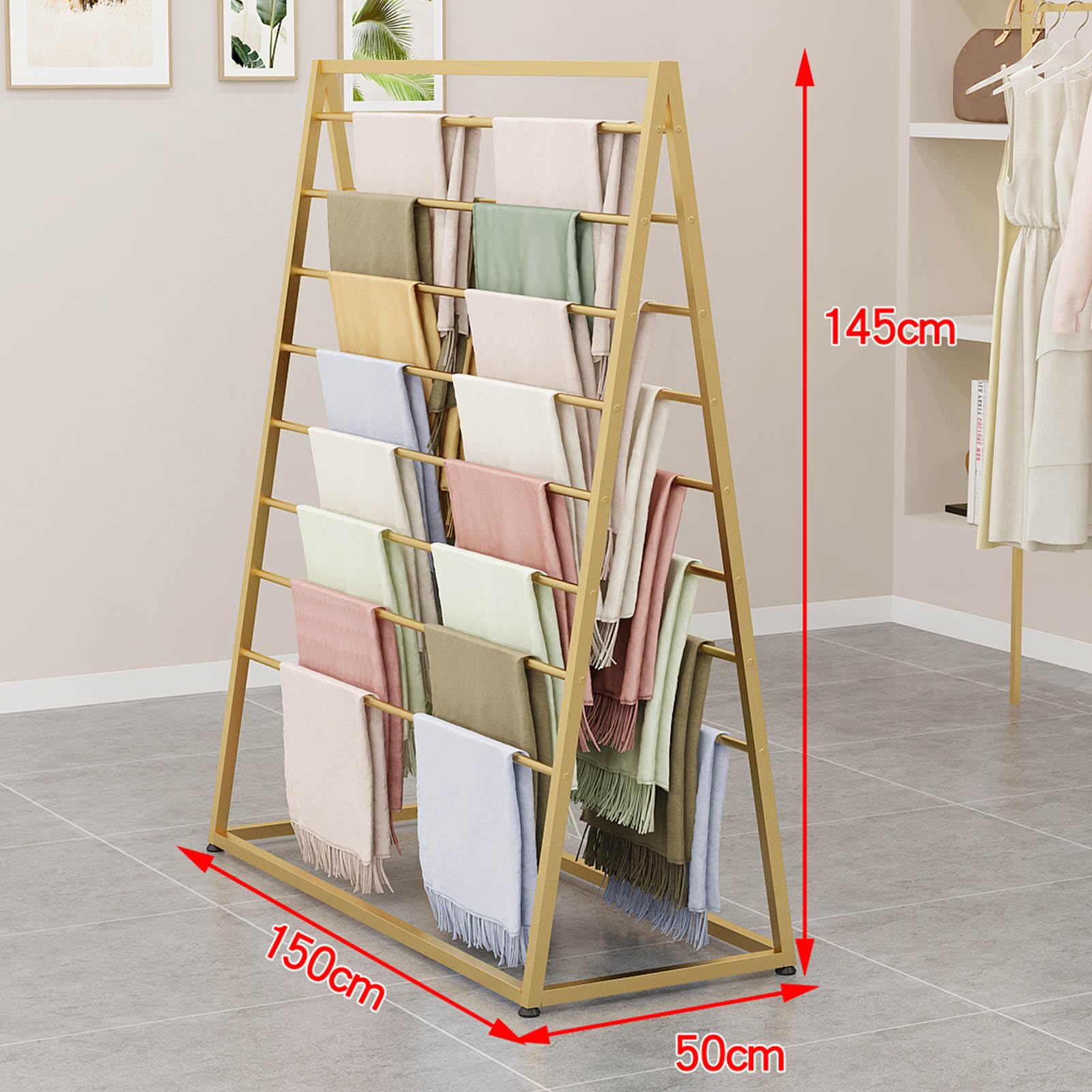 Expositor de pie para Bufandas y Corbatas, Colgador Multifuncional para Cinturones y chales, Expositor Comercial para pañuelos, Perchero Multifuncional para Toallas y Pantalones de Traje