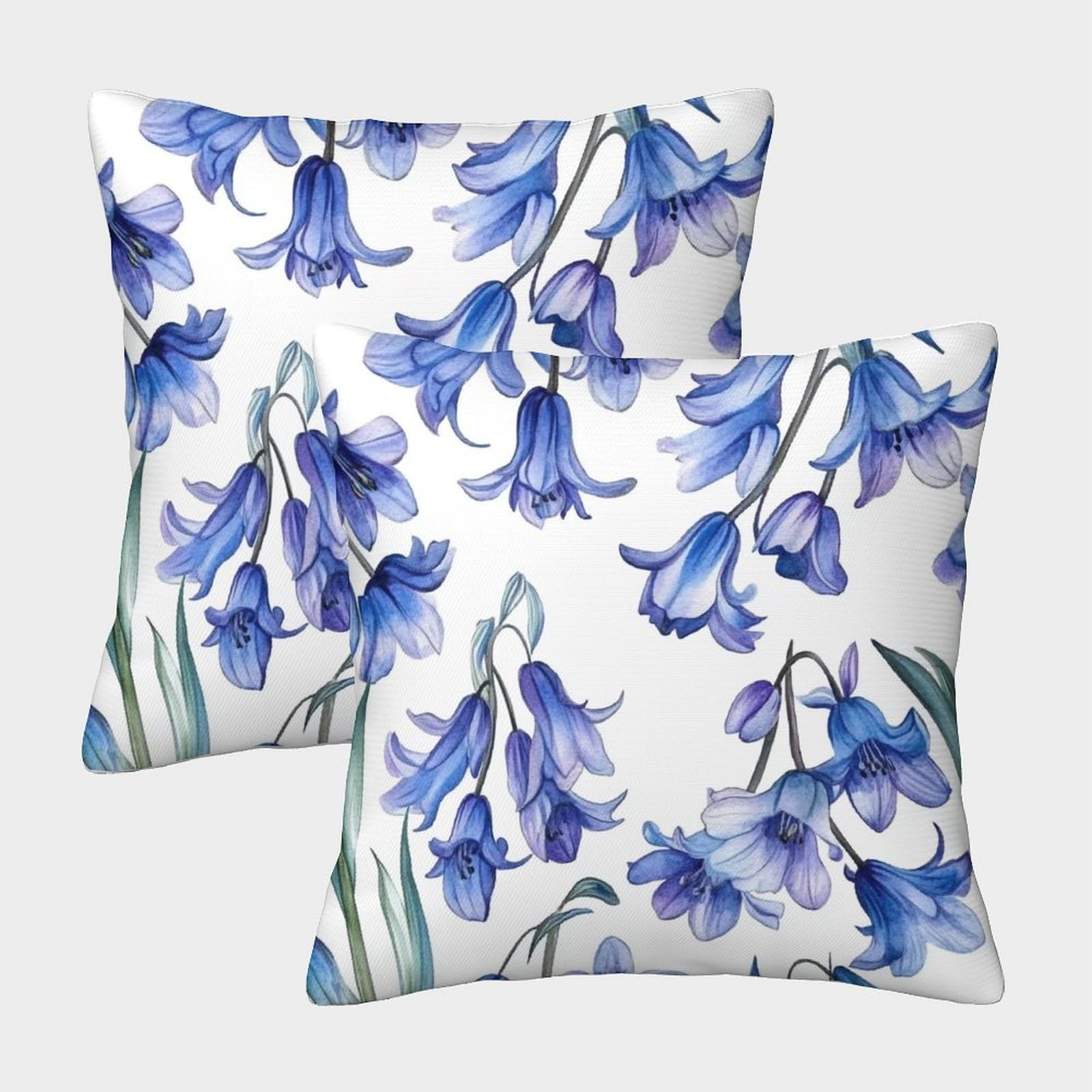 kaiyun 2 Pack Bluebell Flower Square Pillow Cover Cushion Cover 40x40cm Suitable for Sofa Bed Chair,3D Watercolor Technical Pattern Pattern