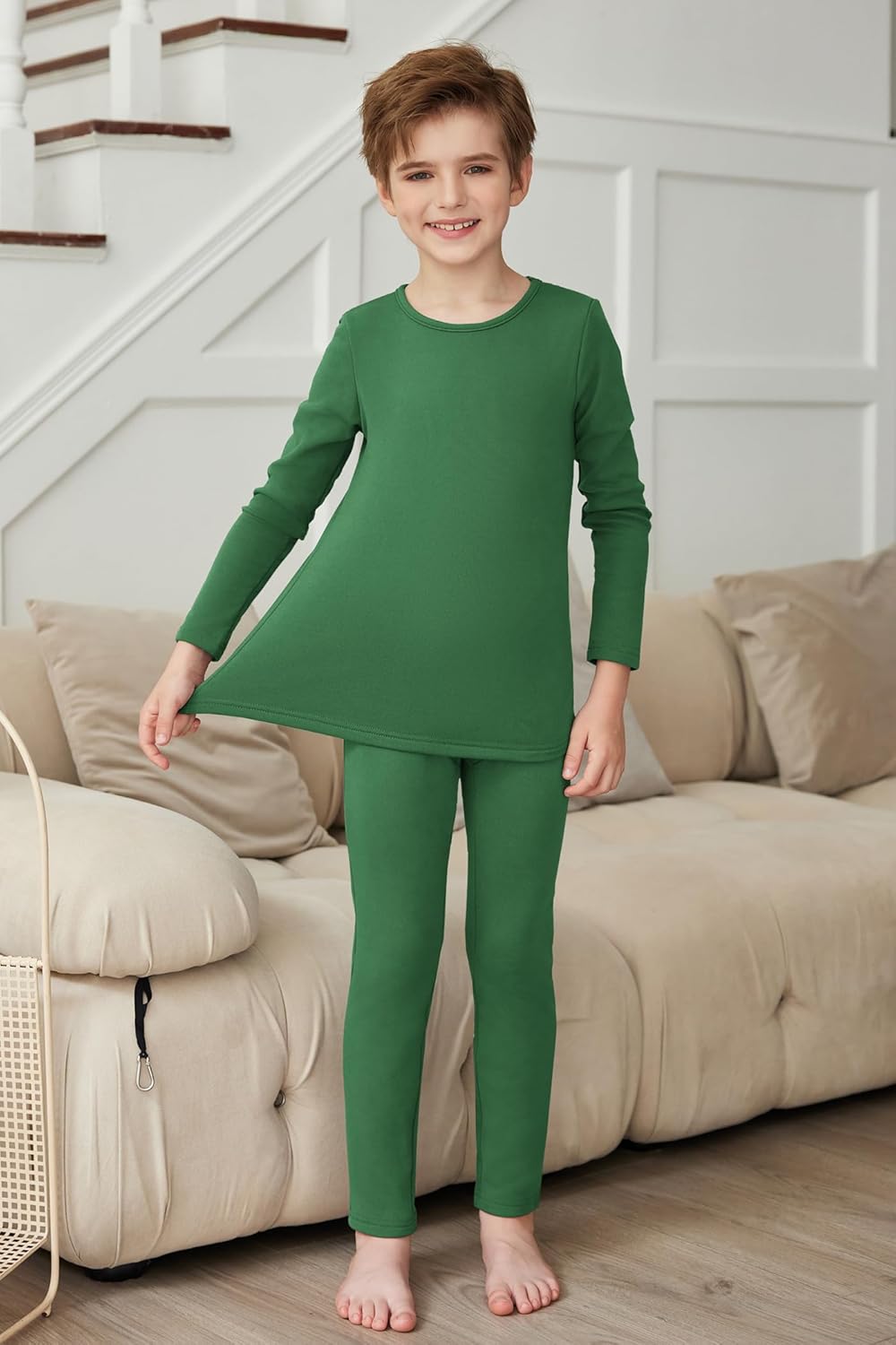 Arshienr Boys Thermal Underwear Set 2-Piece Base Layer Fleece Lined Long Johns Top Bottom Warm Set for Cold Weather