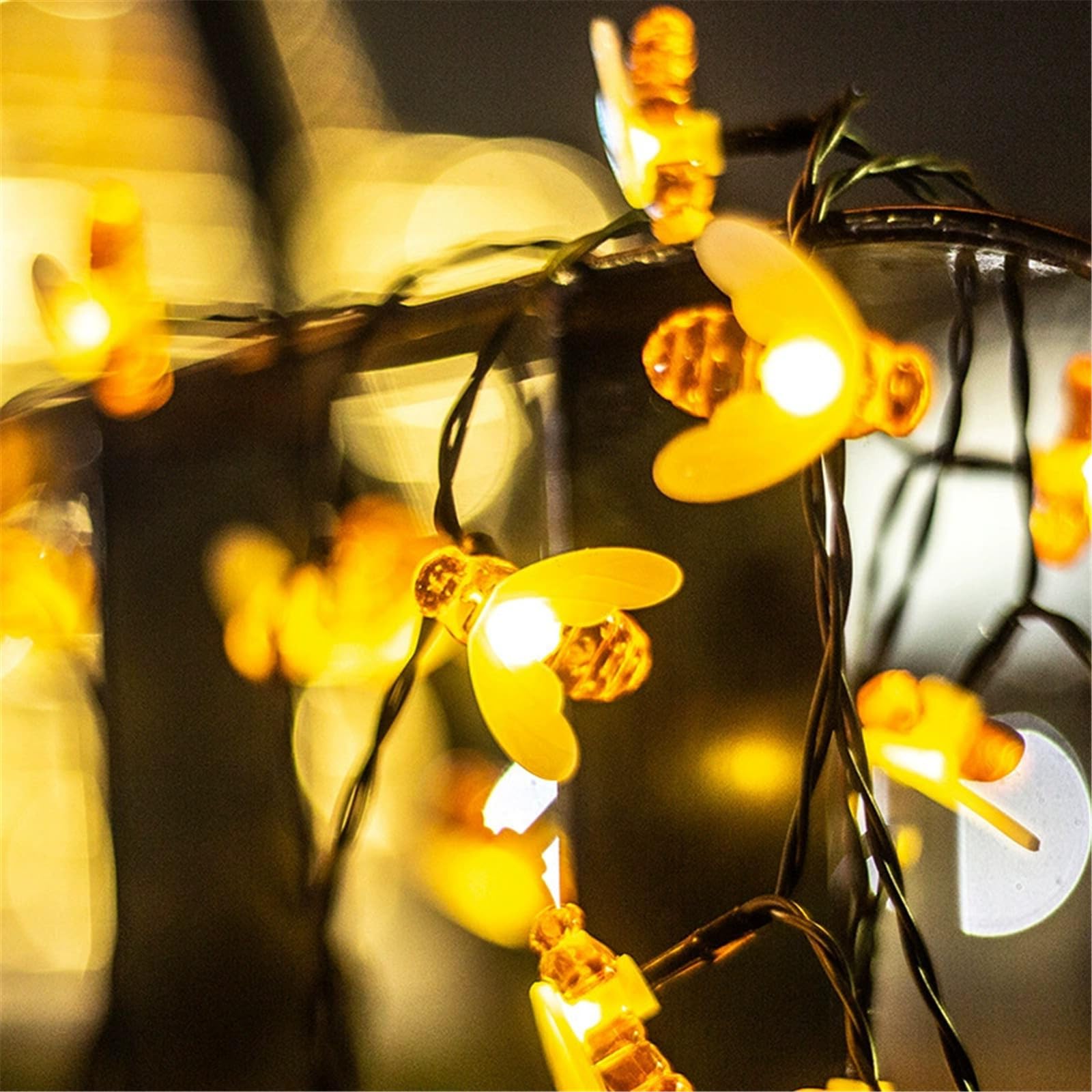 Mateju Solar String Lights Outdoor Garden, 8 Modes Solar Powered LED Fairy Lights with Remote for Indoor Bedroom, Patio, Yard, Party, Wedding, Butterfly (Warm Bee,7M/50LED)