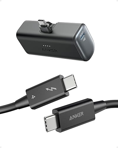 Anker Cable Thunderbolt 4 de 2.3 pies, compatible con pantalla 8K, transferencia de datos de 40 Gbps, carga de 100 W, cable USB C a USB C, banco de
