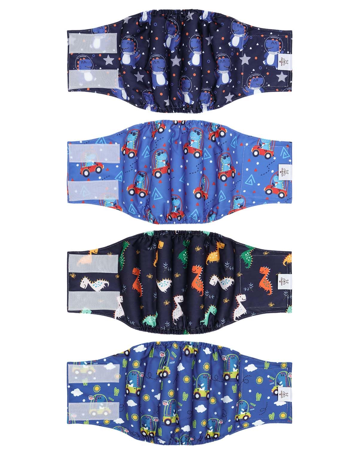 CuteBone Dog Diapers Male 4 Pack Puppy Wraps Reusable Doggie Belly Bands for Male Dogs Small Medium Large