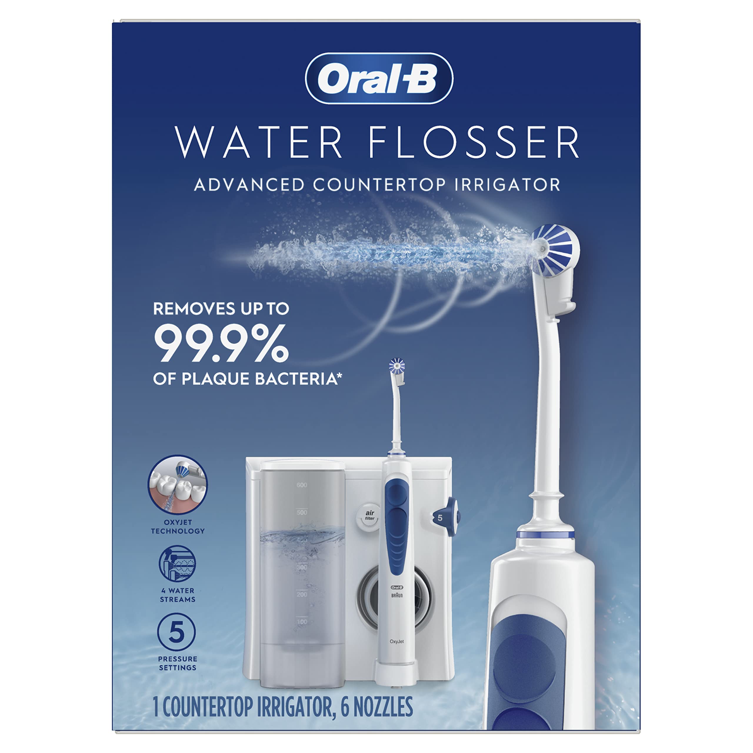 Oral−B D12013T Oral-B Water Flosser, Oral Irrigator Handle with 6 Nozzles