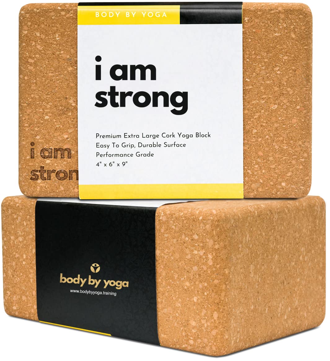 Luxuriöses Kork-Yoga-Block-Set, extra große Yoga-Blöcke mit leistungsfähigem portugiesischem Kork, hohe Dichte, rutschfeste Unterstützung für sichereres Balancieren, 2 Stück, 100 % Baumwolle, extra