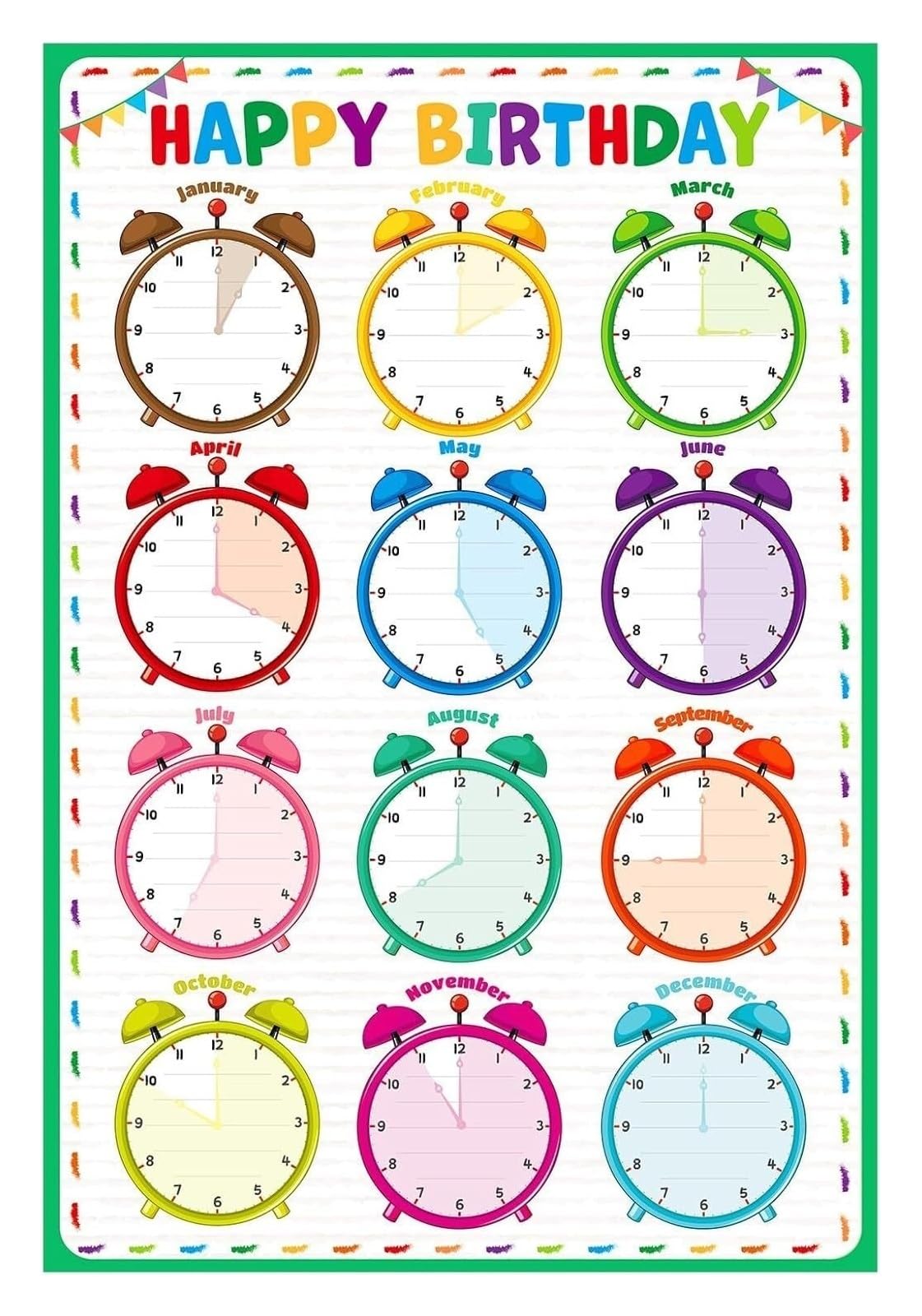 MDBJTCYZN Student Birthday Poster for Classroom Bulletin Board Happy Birthday Wall Decoration Back to School Welcome Celebration Sign(12x18inch(30x45cm),Framed)