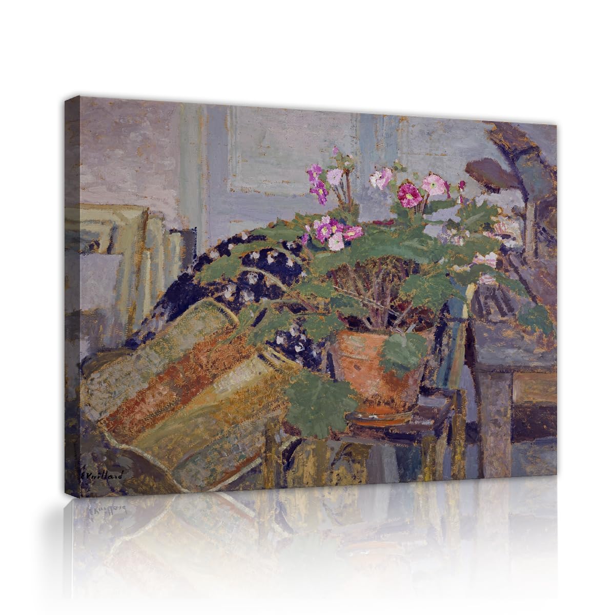 TOANGWALL Edouard Vuillard Pot of Flowers Canvas Art Parlor Elegant Floral Botanical Oil Artwork Poster Wall Pictures for Cafe Studio Decor 85x100cm