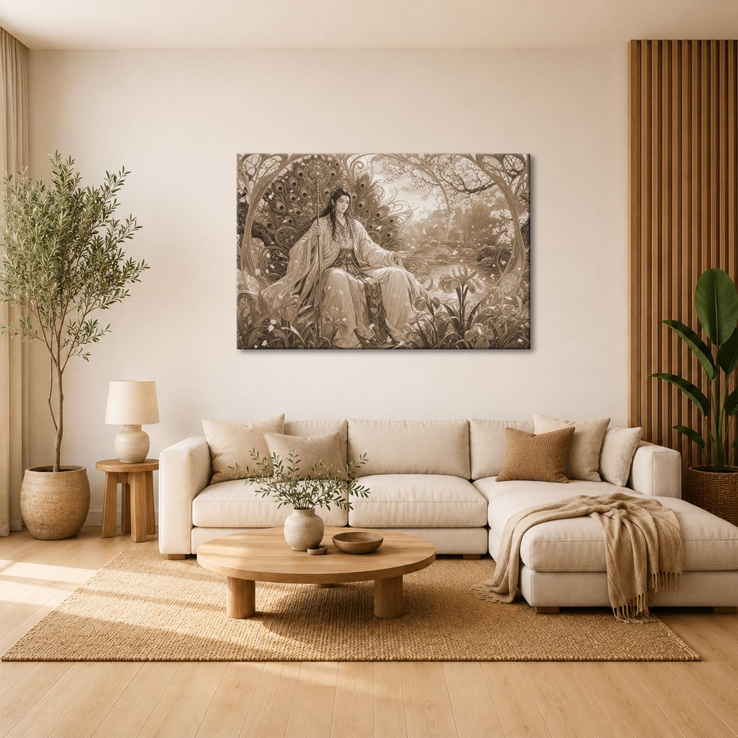 deyoli Obraz na płótnie elegancki kształt przed drzewem wiśni 70 x 50 cm