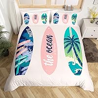 Vista 4 de Juego de funda de edredón de verano con temática de surf marítimo, juego de ropa de cama de 3 piezas para niños, adolescentes, funda de edredón