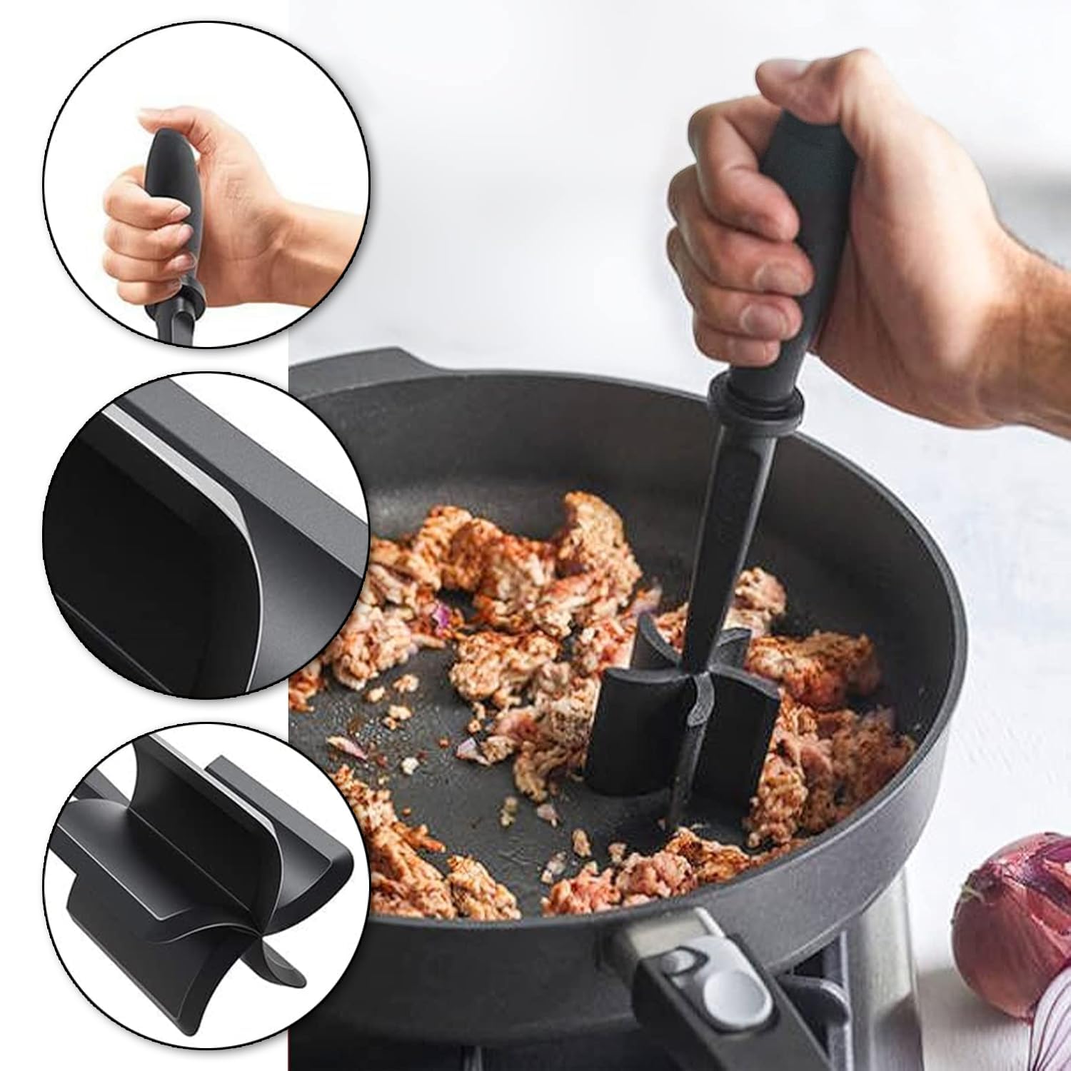 Meat Chopper, Masher Multifunctional Heat Resistant Cookware For Hamburger Minced Meat, Butter, Potato