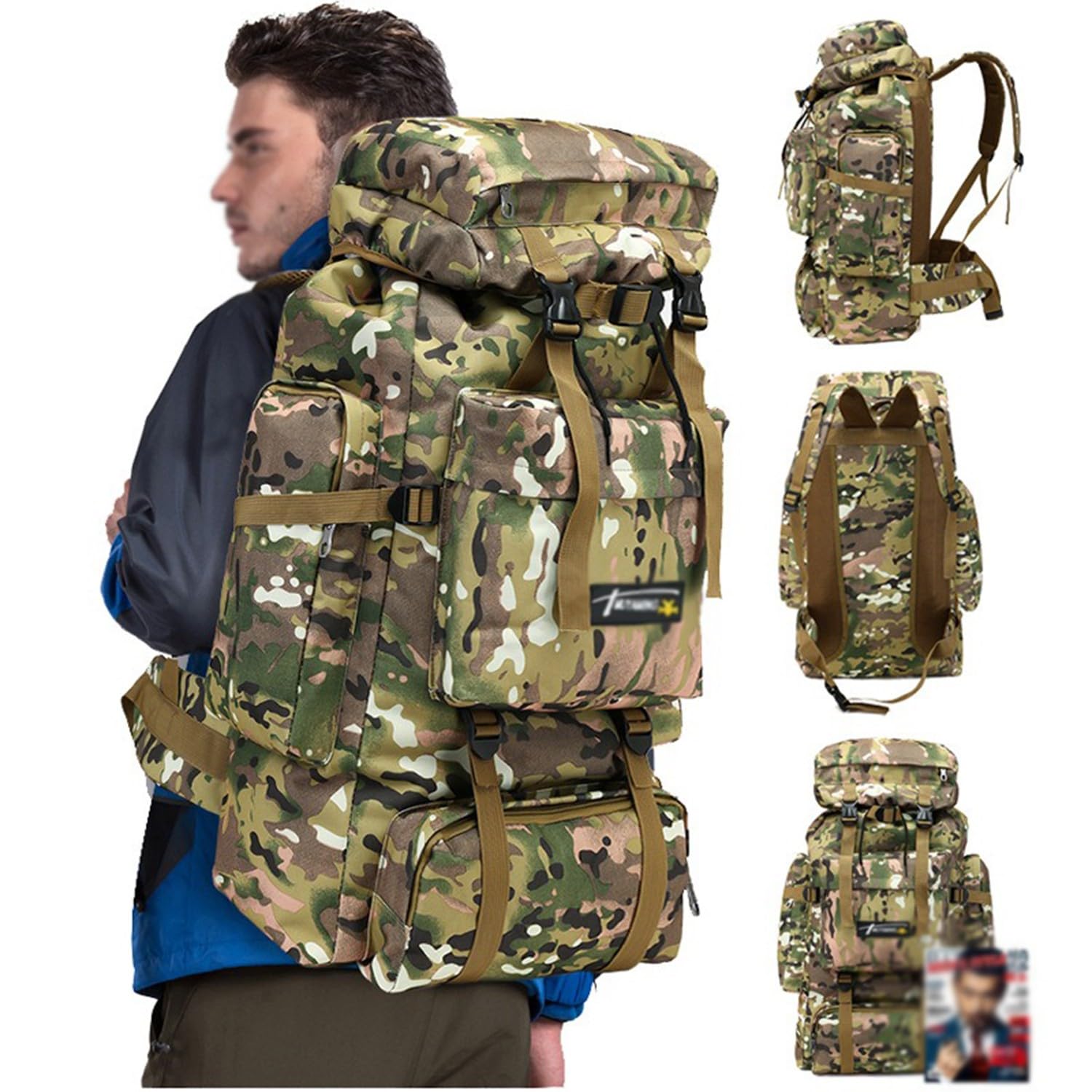 Wandern Rucksack 70L Wasserdichter Wanderrucksack Trekkingrucksack Große Outdoor Camping Rucksack Fur Herren Damen Survival Militär Backpacker Daypack Für Wander Reisen Sport Travel A