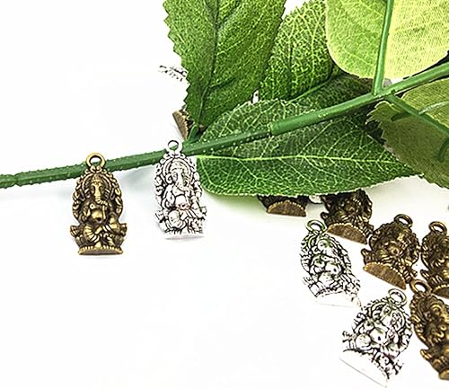Miniatura 6 de ALIMITOPIA 30pcs Ganesha Colgante Religioso Charm para DIY Joyería Fabricación Accesorios, Zinc, No es una piedra preciosa