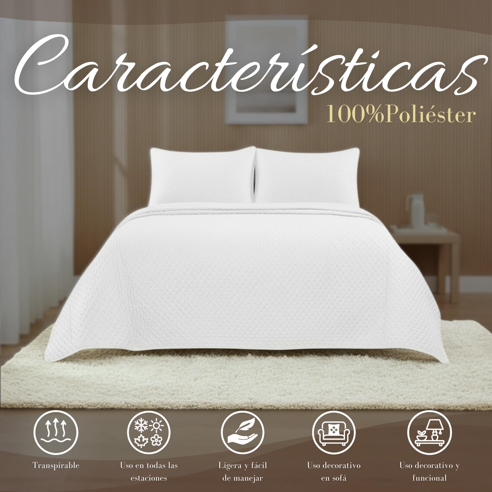 DALINA - Colcha Bouti para Cama 90, Cubre Cama Fina 180x260cm Incluye 1 Funda de Cojín, Suave Ideal para Primavera, Verano y Entretiempo,Estampado