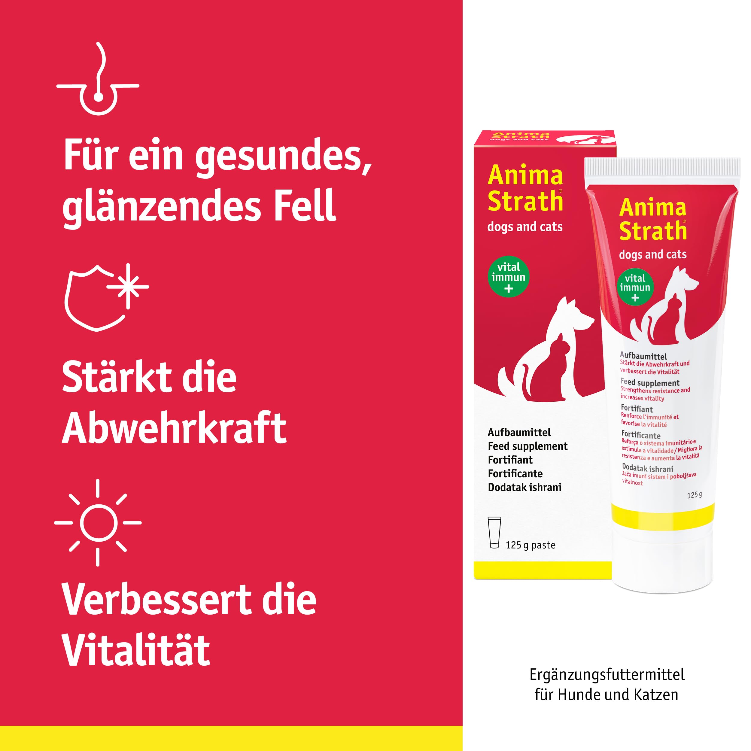 Anima Strath Paste für Katzen und Hunde - (125g) Ergänzungsfutter mit Kräuterhefe, 61 Mikronährstoffen Vitaminen & Mineralstoffen, tägliche Fütterung & Fellpflege