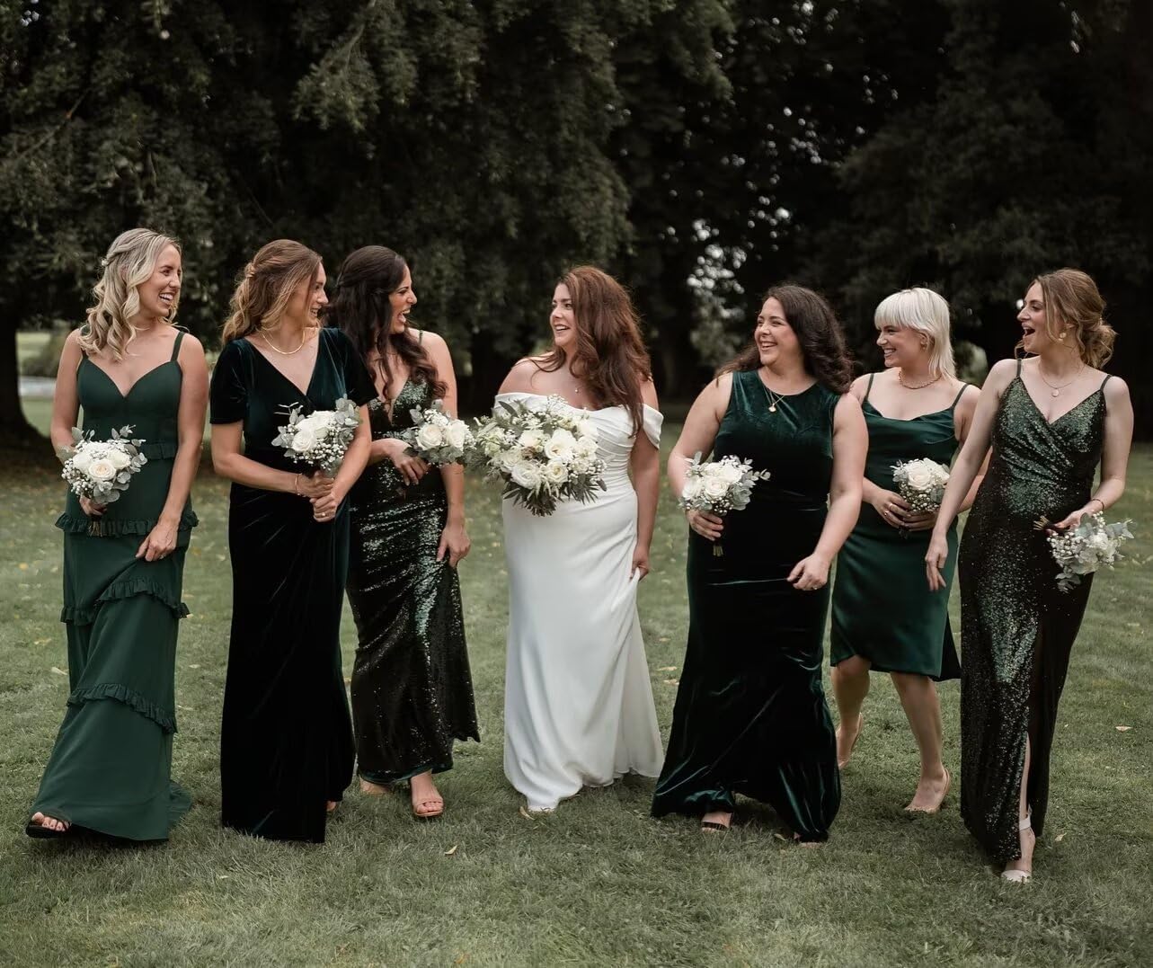 Smileven Velvet Long V Neck Bridesmaid Dresses 2024 Maxi Slit Short Sleeve Formal Party Gowns