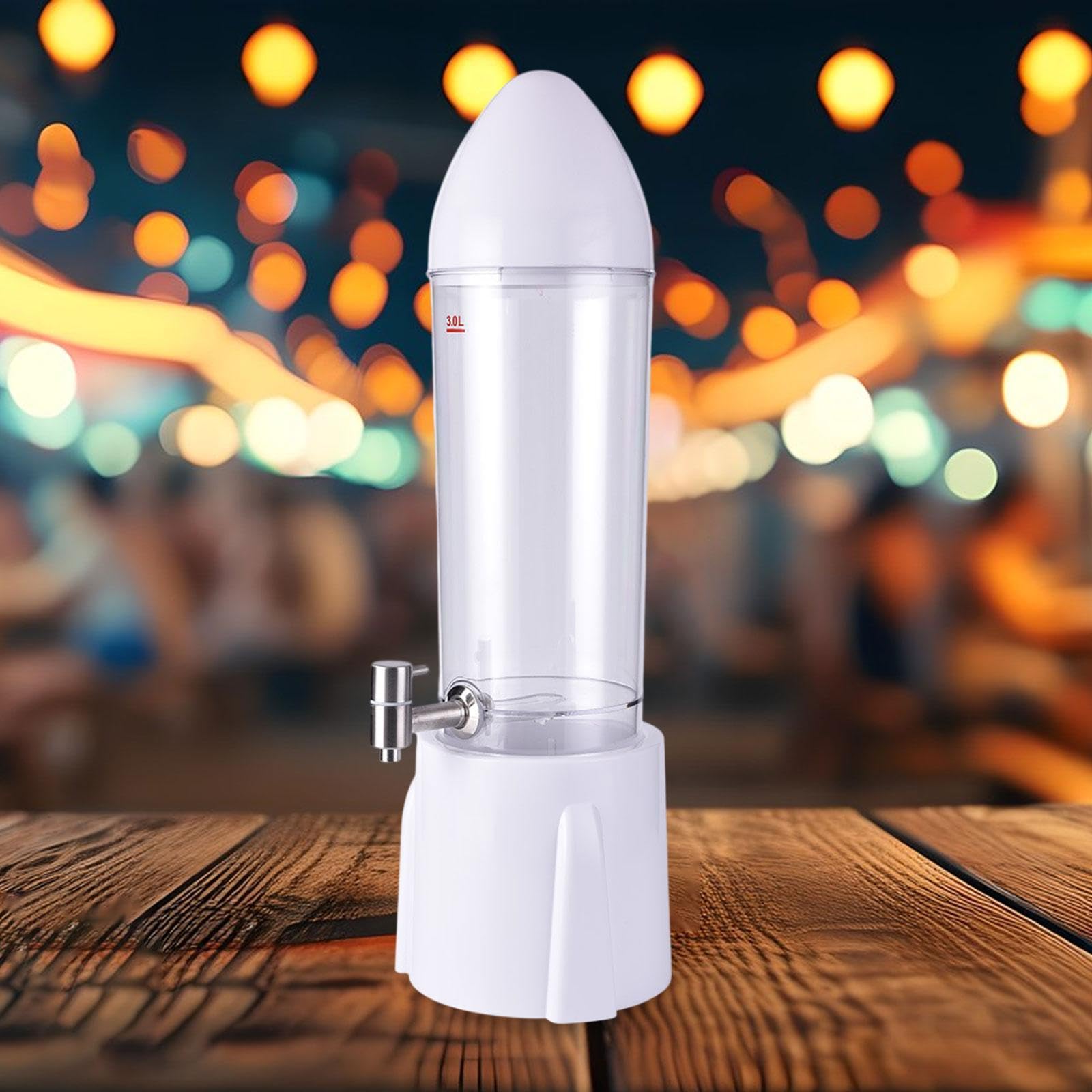 Distributeur de Bière de Table 3L avec Robinet, Idéal pour Pubs, Cuisines, Maisons et Espaces Extérieurs, Blanc