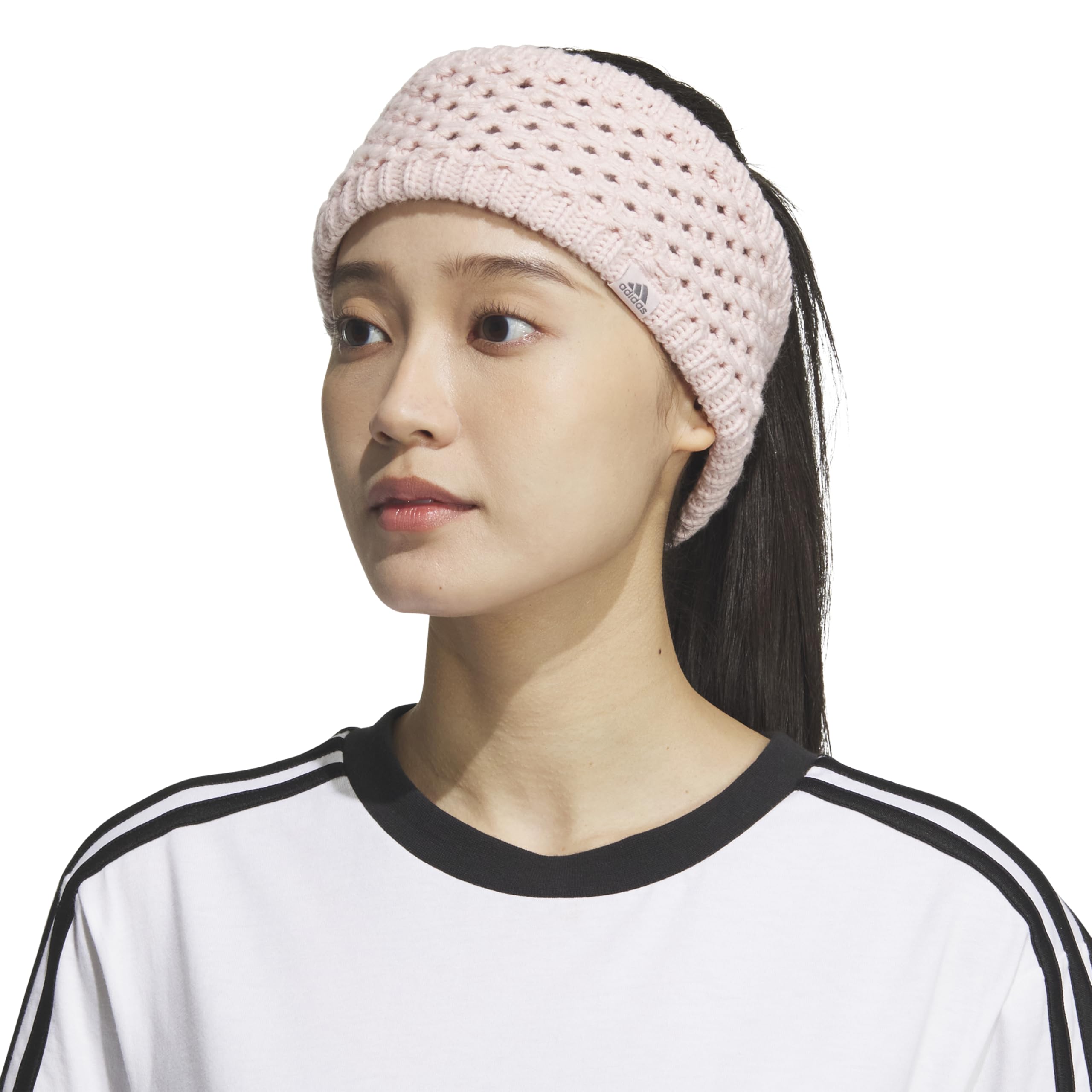 adidas Women's Knit Headband, Winter Ear Warmer Soft Fleece Lined, Sandy Pink/Grey Three/Crestline