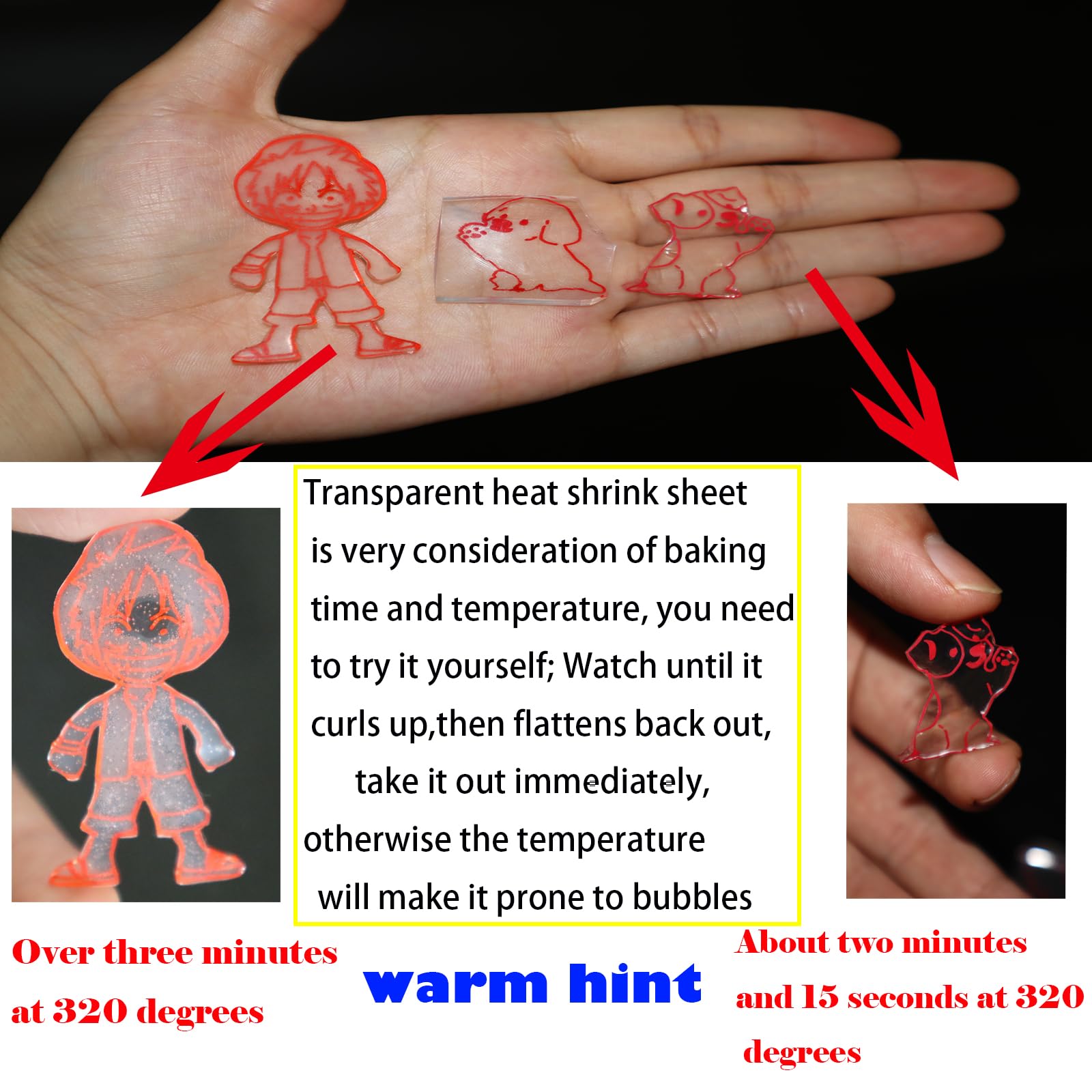 Yagrla Crystal Clear Shrink Plastic, Transparent Shrink Film, Creative Pack - 50 Sheets- 11.4x8 inch