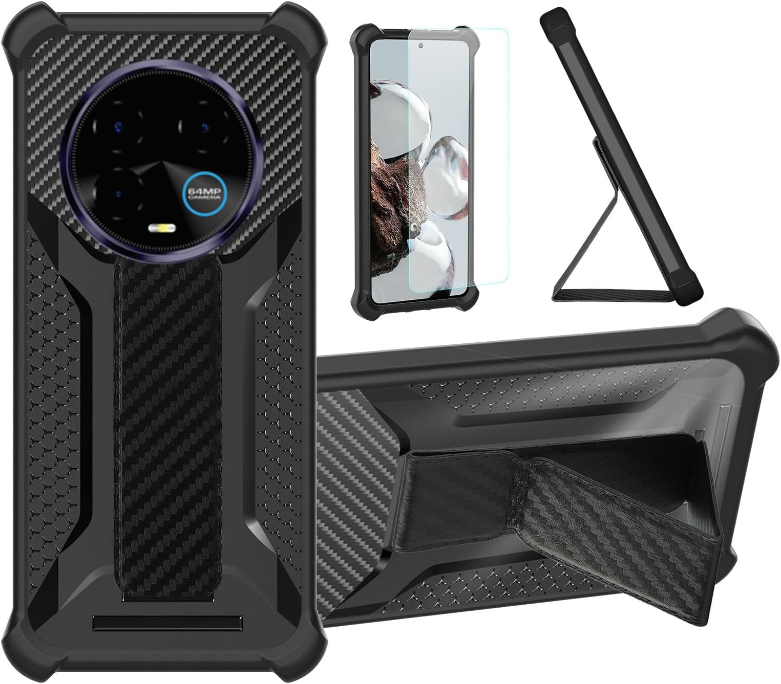 bojioderf Case Compatible for BLU Bold K50 Phone Case Stand Cover Hybrid Case [Folding Support Magnetic] [Frosted Anti-Fingerprint] Black