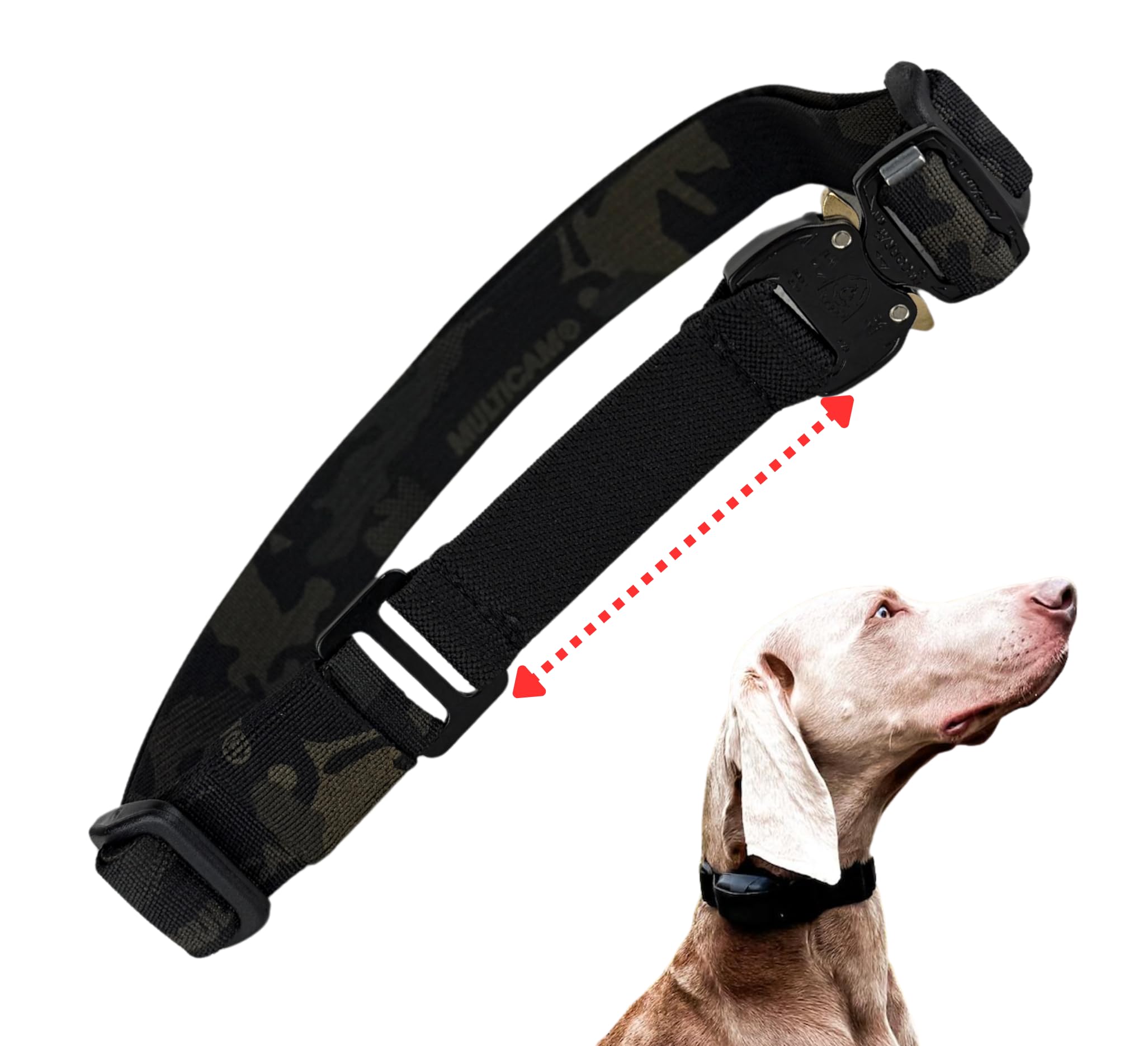 FlexCollars Bungee E-Collar Strap - Nero CAMO - Adatto a ricevitori da 3/4" (280, 640C, 640X, IQ, Educator, Mini Educator o simili) - Collare per addestramento cani - Varianti: S/M/L (L: collo 41+ cm