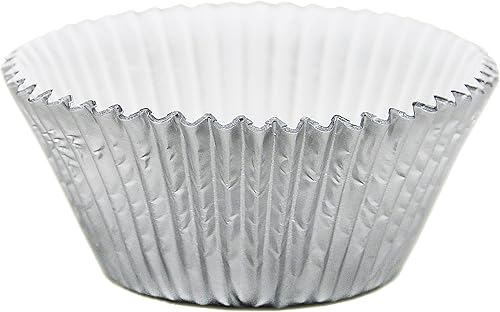 MyBakning Tazas extra grandes para hornear cupcakes de papel plateado de 2-34 pulgadas (parte inferior x 2 pulgadas de profundidad) forros de papel
