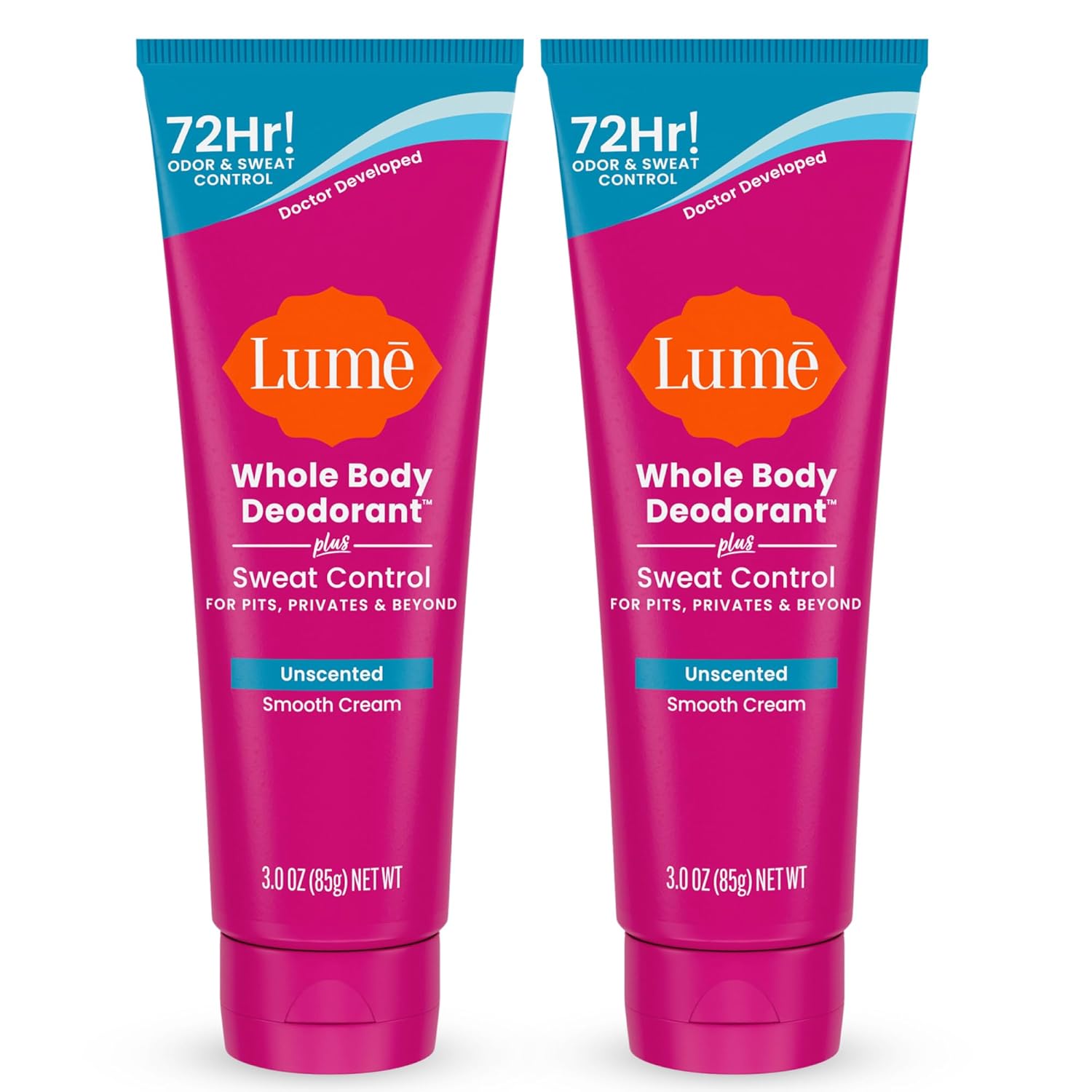 Lume Whole Body Deodorant Plus Sweat Control – Smooth Cream Tube – 72 Hour Odor And Sweat Control – Baking Soda Free, Skin Loving – 3.0 ounce (Pack of 2) (Unscented) Lume Whole Body Deodorant Plus Sweat Control – Smooth Cream Tube – 72 Hour Odor And Sweat Control – Baking Soda Free, Skin Loving – 3.0 ounce (Pack of 2) (Unscented)