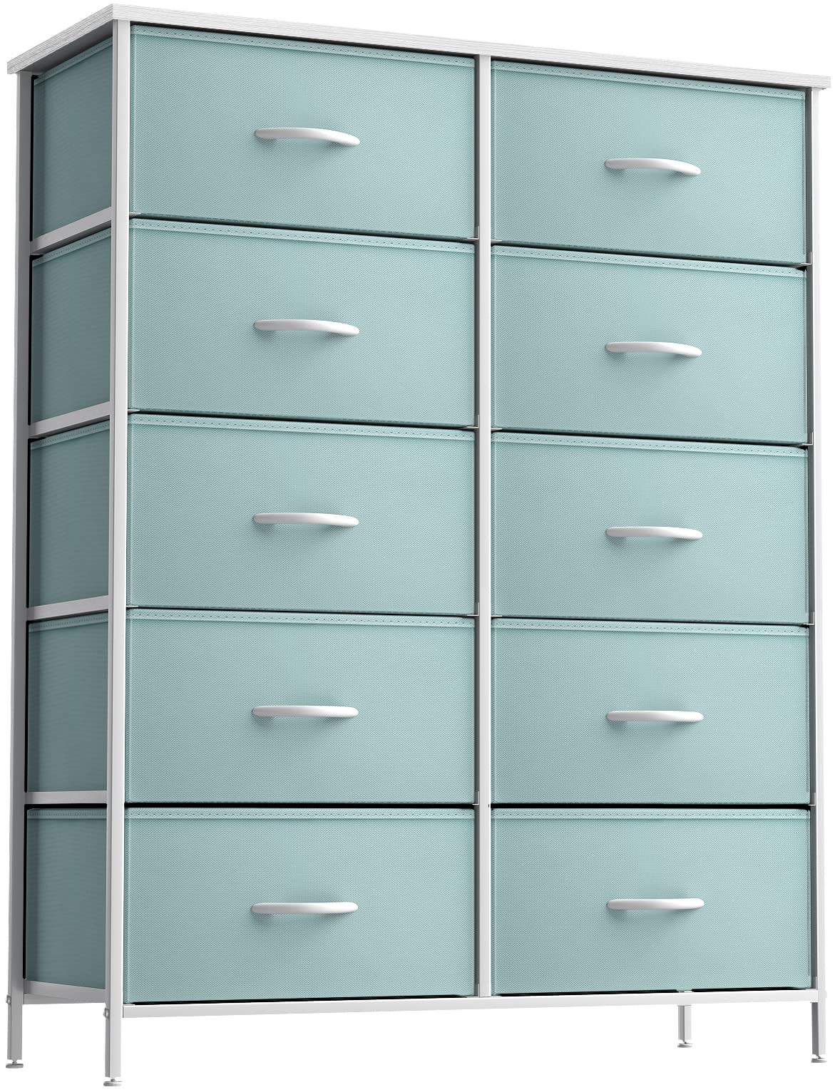 Sorbus Kids Dresser with 10 Drawers - Storage Unit Organizer Chest for Clothes - Bedroom, Kids Room, Nursery, & Closet (Aqua, 34 x 12 x 47-10 Drawer)