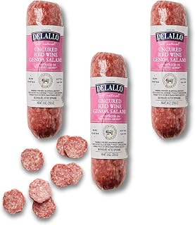DeLallo Red Wine Genoa Salami 9oz Sticks (3 Pack) - All-Natural Italian Dry Sausage, No Nitrites, Zesty Flavor for Charcuterie & Snacks