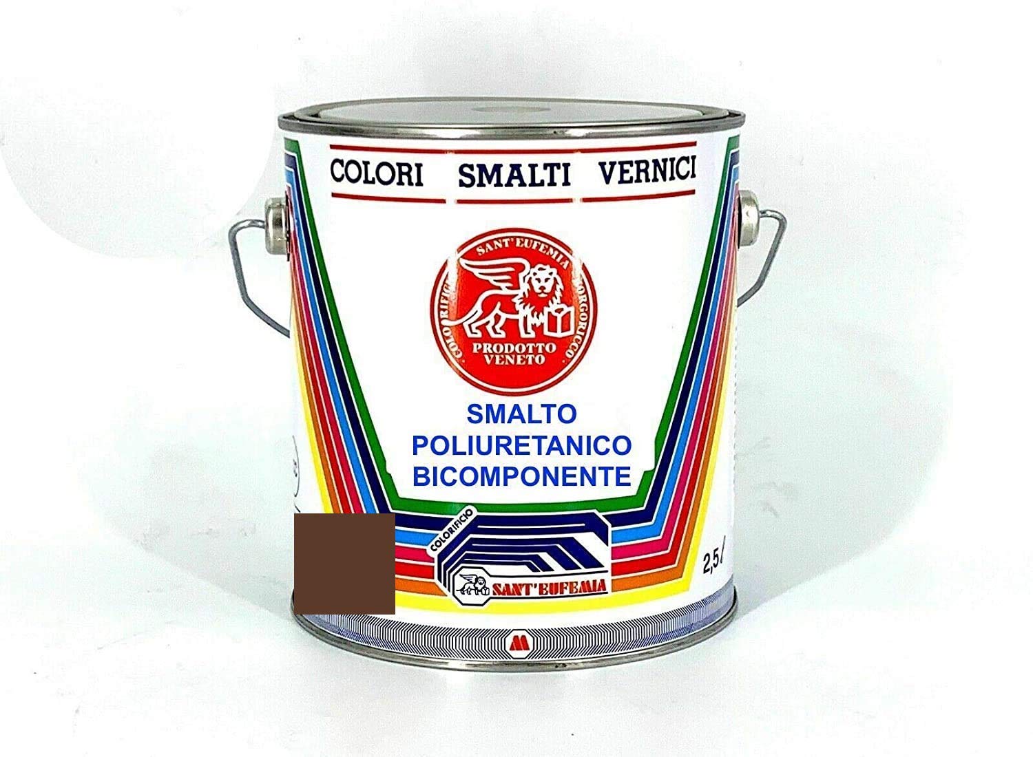 SMALTO VERNICE POLIURETANICO LUCIDO COLORI SINTETICI PROFESSIONALE 1-5-25 LT (KG 7,5 (5+2,5 Cat), RAL8010MARRONE NOCE)