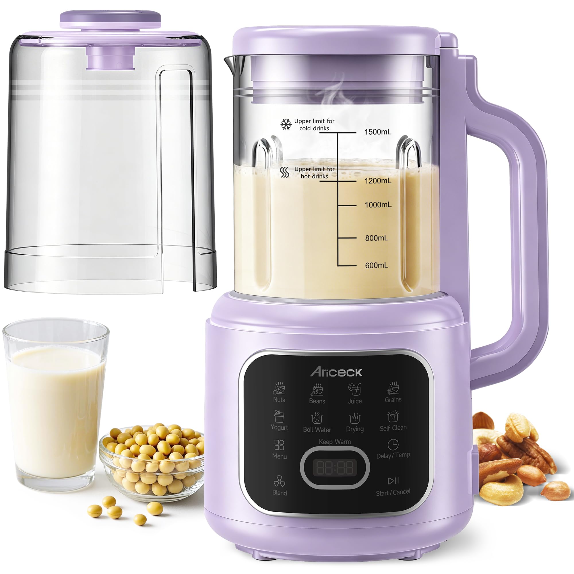 N4 Professional Vegan Milk Maker 1500ML con Función de Autolimpieza: Ideal para Leche de Almendras, Leche de Soja y Batidos, 800 W, Incluye Libro de Recetas