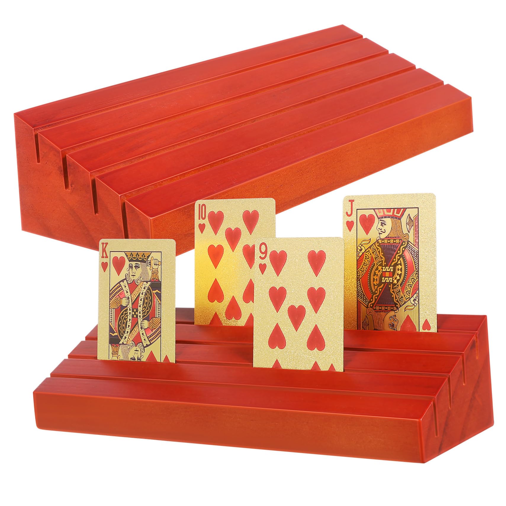 2 Stück Basis Für Spielkarten Poker Kartenspiel Serviert Karte Steht Für Kartenhalter Mehrere Deck Oh Kartenspieltablett Kind Kartenspielhalter Kartenanzeigestand Kiefernholz Braun