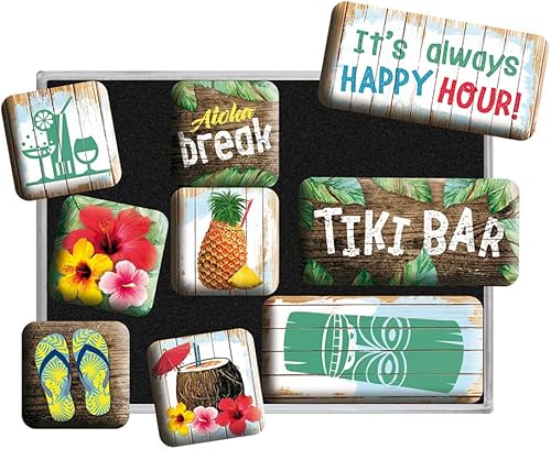 Nostalgic-Art Imanes de nevera estilo retro, barra Tiki  idea de regalo de cocina, juego de imanes para tablero de anuncios, diseño vintage, 9 piezas