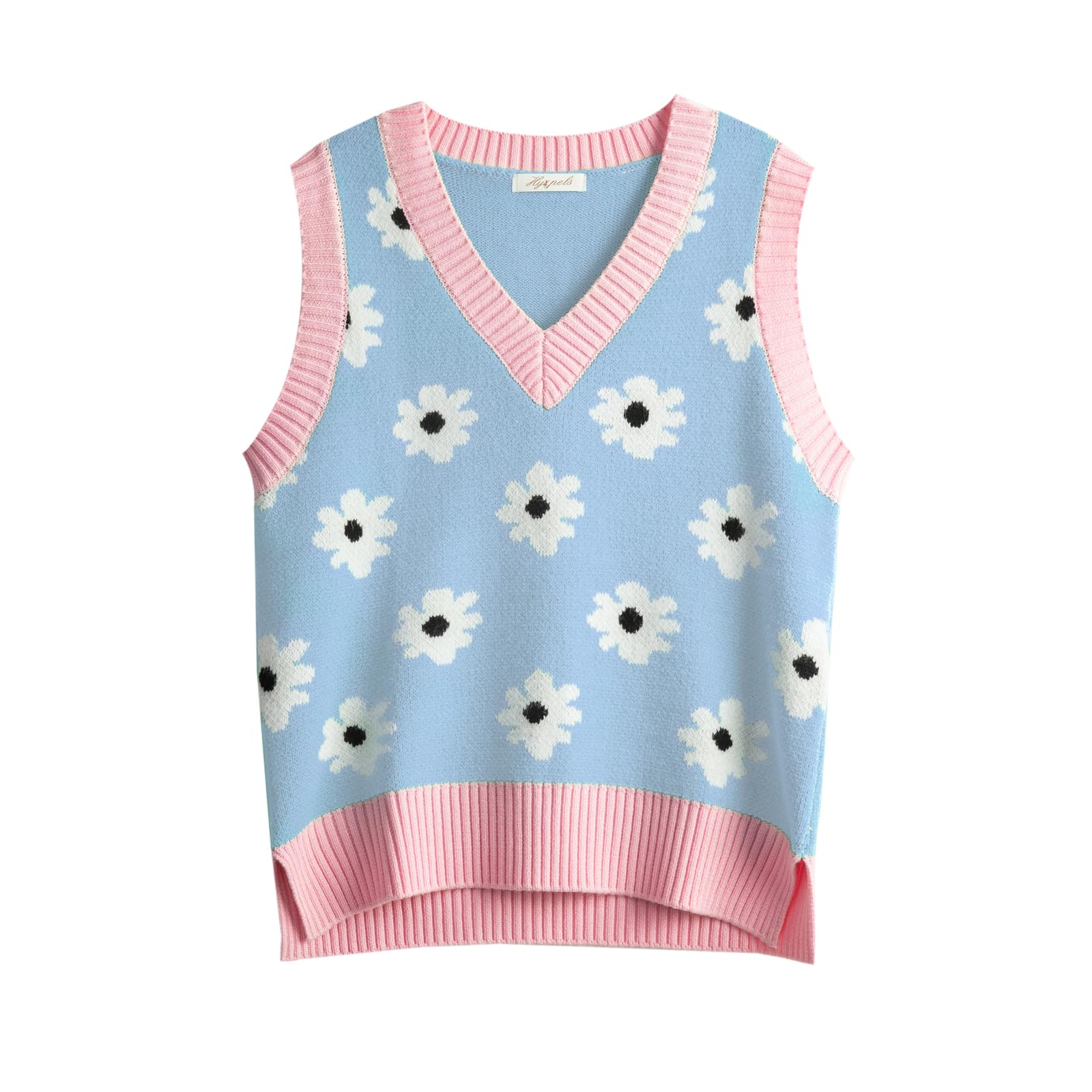 Women's Sweater Vest,Y2K Sleeveless Pattern Preppy Style Knitted Crop Tank Top for Girl