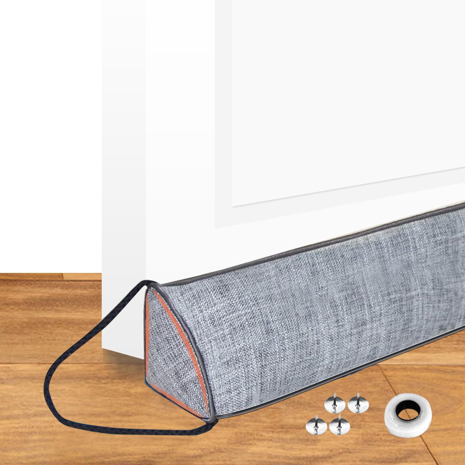 Paraspifferi per porte 90 cm, paraspifferi triangolari, per porta di casa e finestre, paraspifferi per porte, riduce la perdita di calore in inverno freddo, grigio