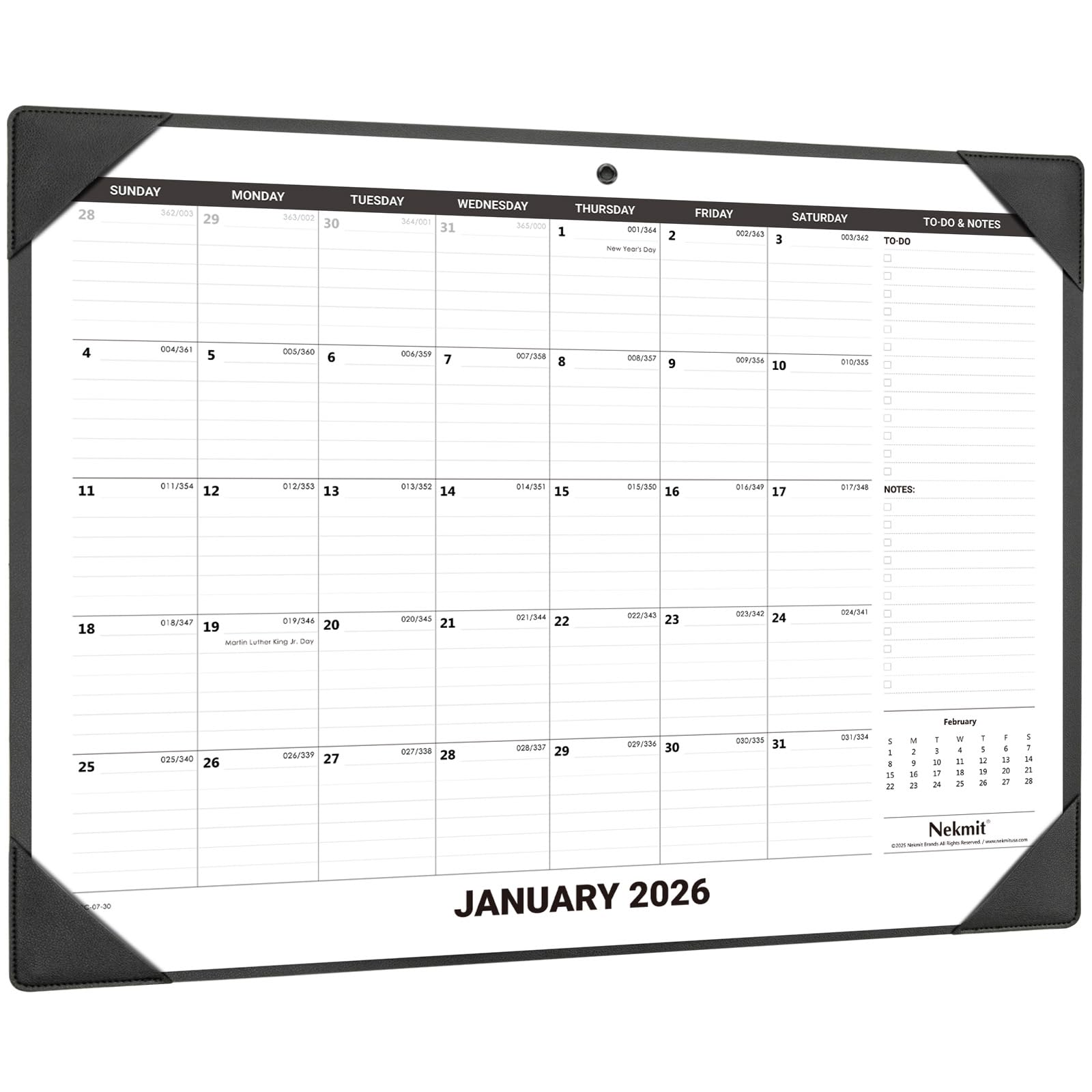 Nekmit Large Desk Calendar 2026 with Desk Protecting Pad, Runs from Jan 2026 - Jun 2027, Office Supplies 21" x 16 1/2" Desktop Calendar for Life Planning or Organizing