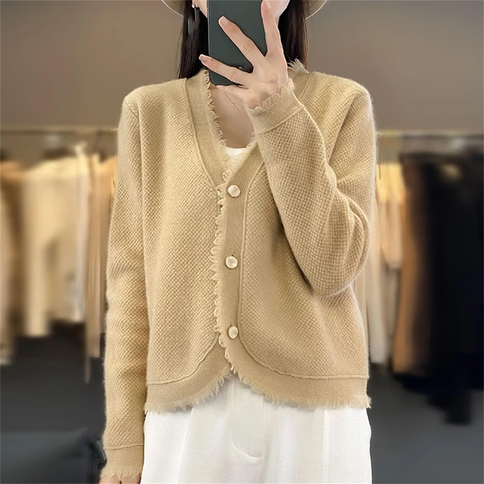 Suéteres de punto trenzado de manga larga para mujer, estilo informal, con frente abierto, para invierno