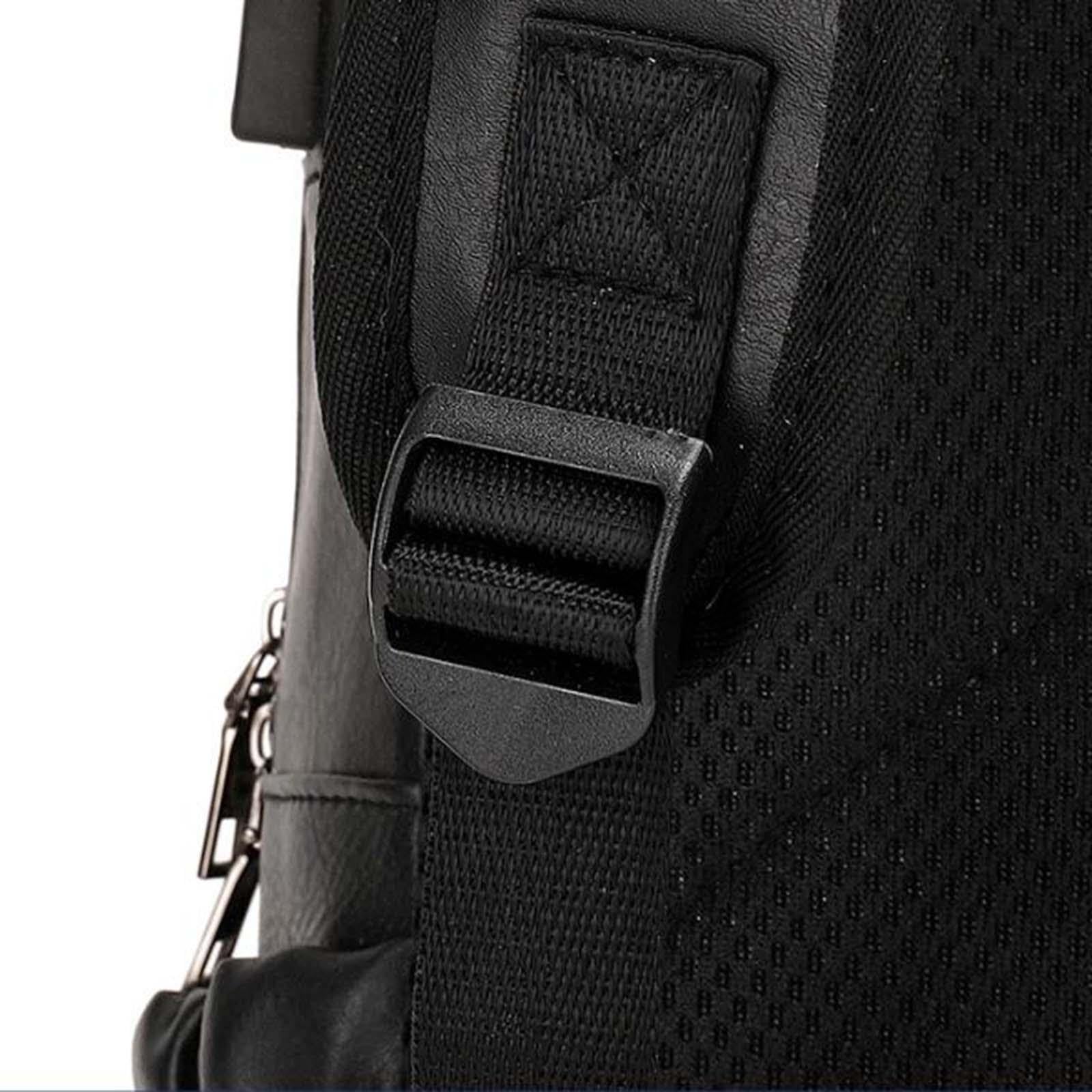 F Fityle Zaino per laptop in pelle PU Zaino da viaggio per uomo Tasche multiple per computer casual resistente all'acqua per la pesca Shopping, Nero