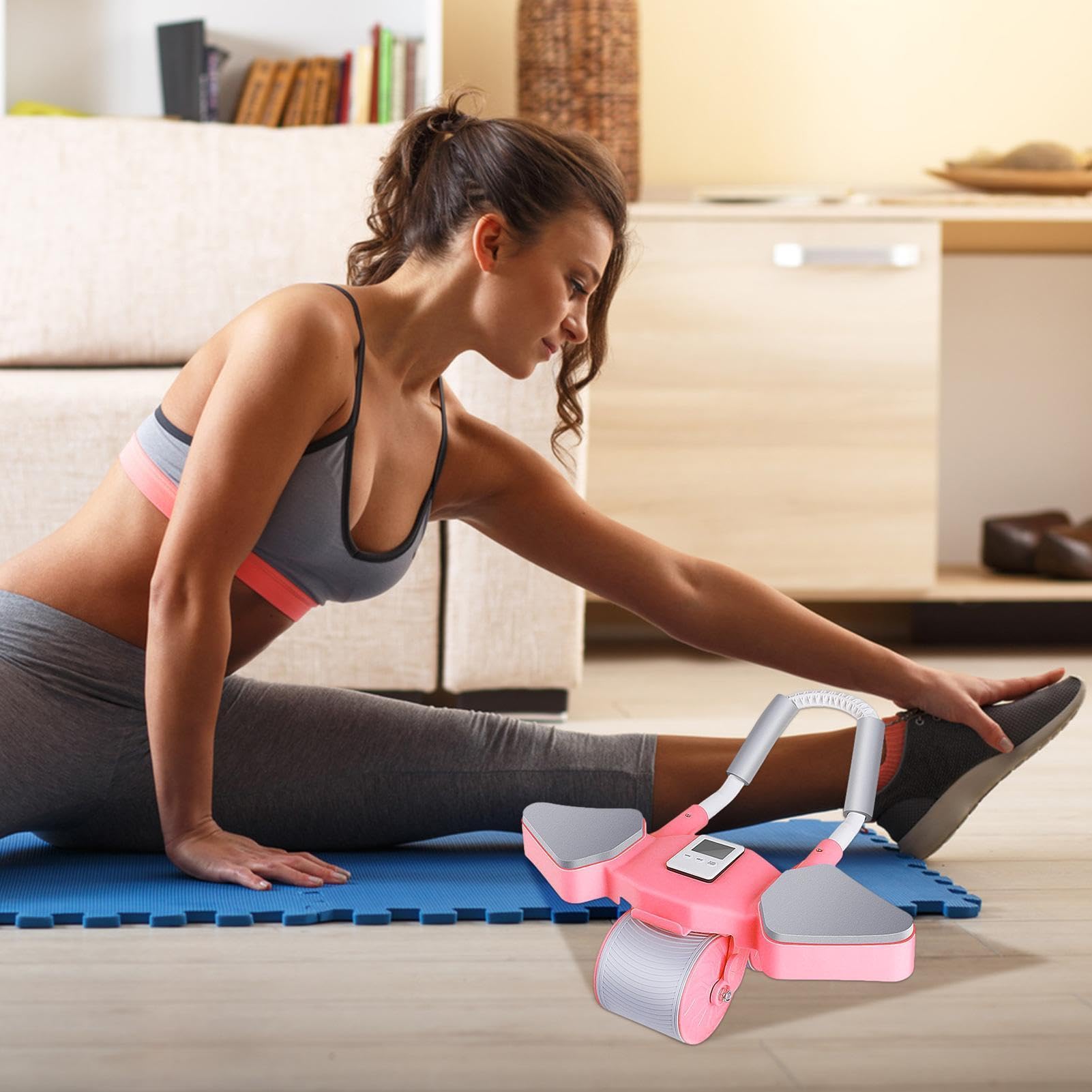Rullo addominale con supporto per gomiti, rullo per addominali con supporto per le braccia, ruota per fitness e allenamento addominali, ruota per esercizi addominali con supporto, presa comoda