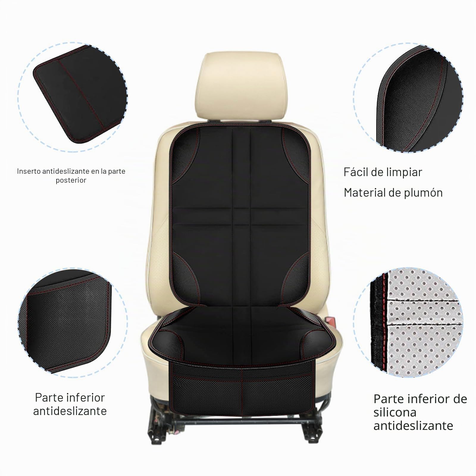 Gentpovth Protectores de Asiento de Coche de Cuero para niños, con Bolsillos de Almacenaje, Protectores Impermeables Desde Manchas y Daños, Universal Funda Asiento Compatible Isofix, para SUV, sedán