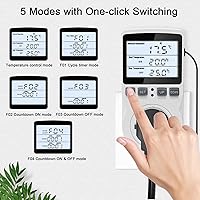Vista 3 de KETOTEK Termostato de enchufe controlador de temperatura digital con retroiluminación LCD 120V, enchufe de control de temperatura de calefacción