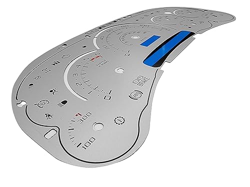 Miniatura 2 de Tanin Auto Electronix - Superposición facial personalizada de calibre plateado, escalas y números claros  Compatible con velocímetro de racimo de