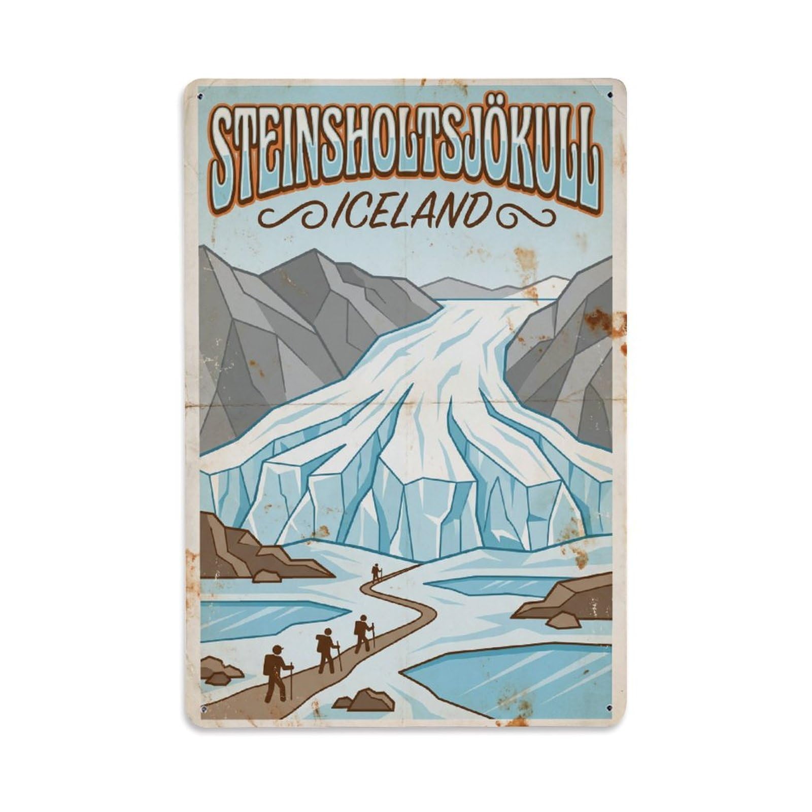 Vintage Travel Steinholtsjokull Iceland Metal Tin Sign