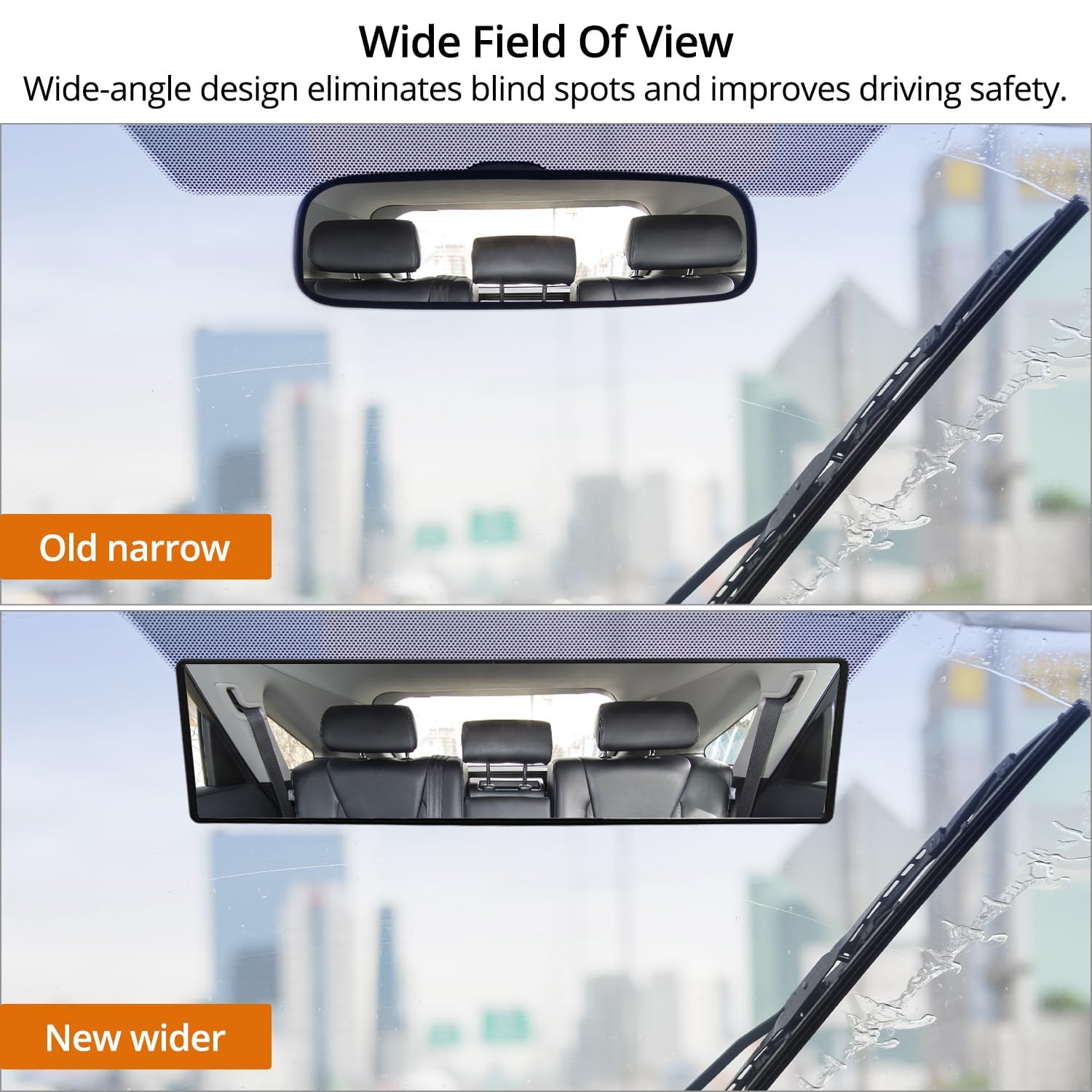 Rétroviseur intérieur panoramique pour Citroen AMI Electric 2020-2024, Miroir Grand Angle Haute définition Vision optimale sécurité et Confort de Conduite